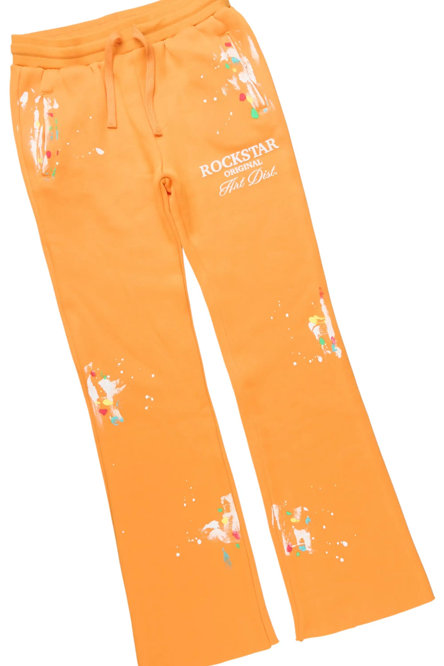 Girls Rockstar Art Dist. 2.0 Orange Hoodie/Stacked Flare Track Set