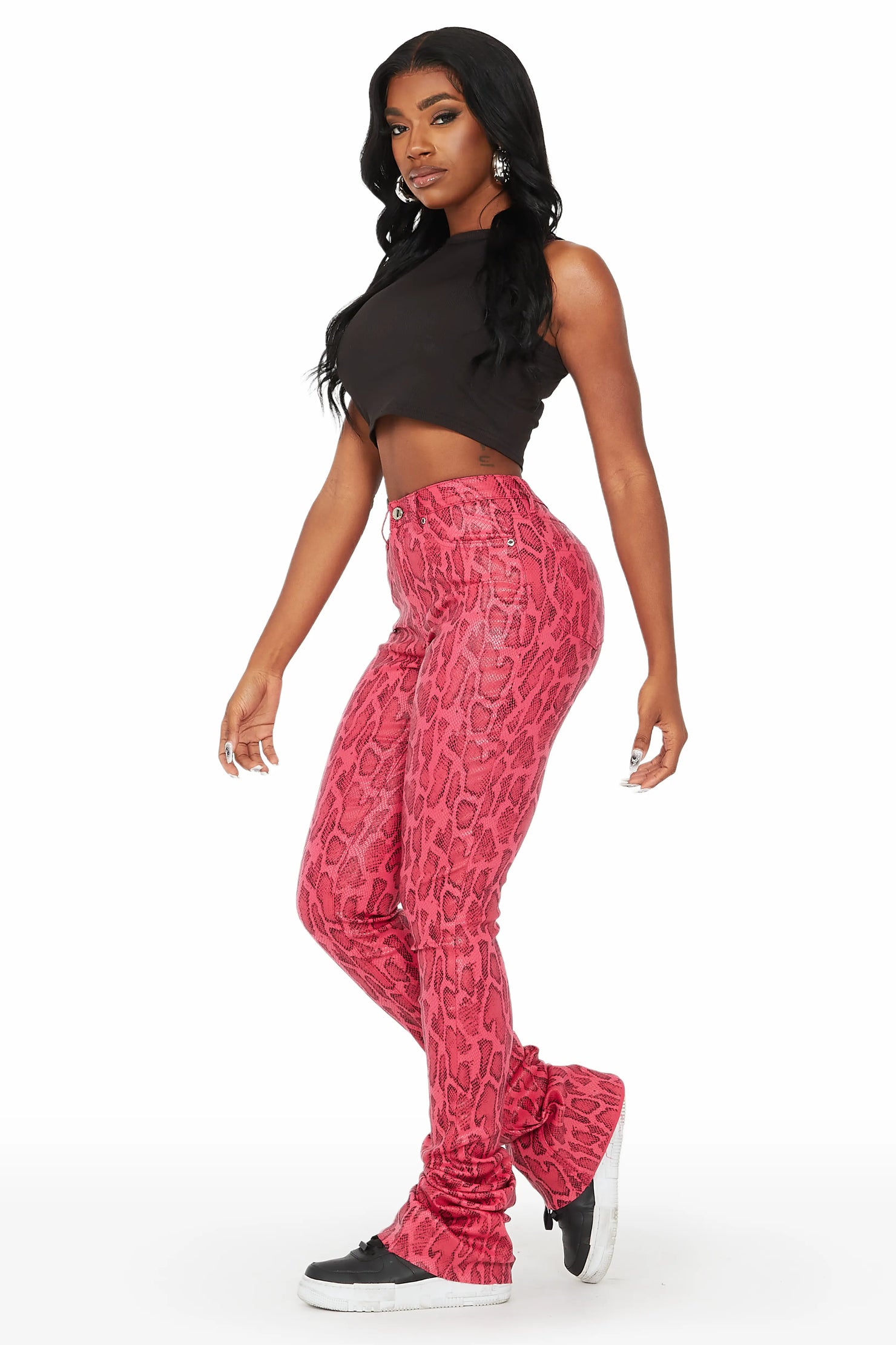 Neriah Pink Snake Super Stacked Pant
