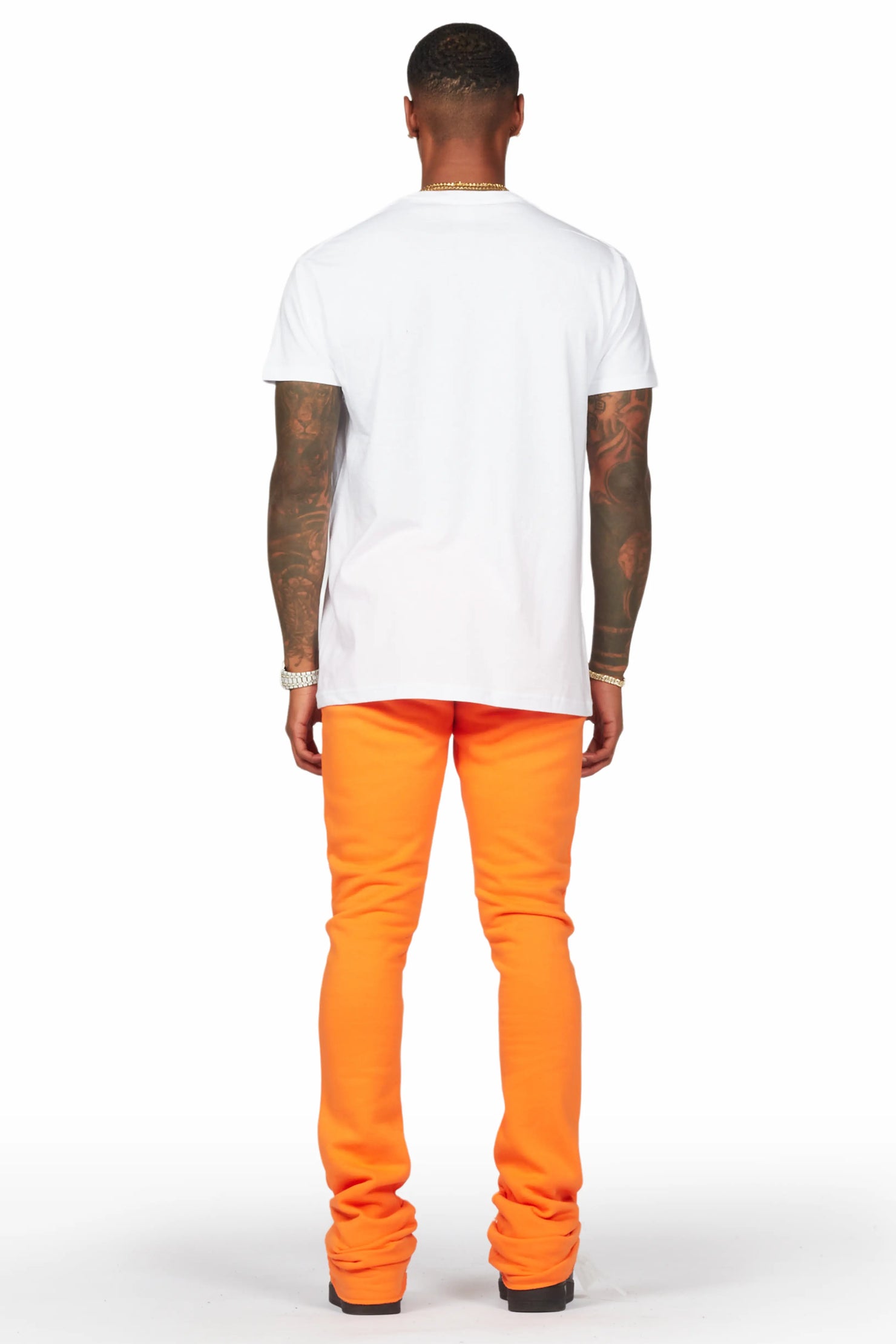Raffer White/Orange T-Shirt/Stacked Flare Pant Set