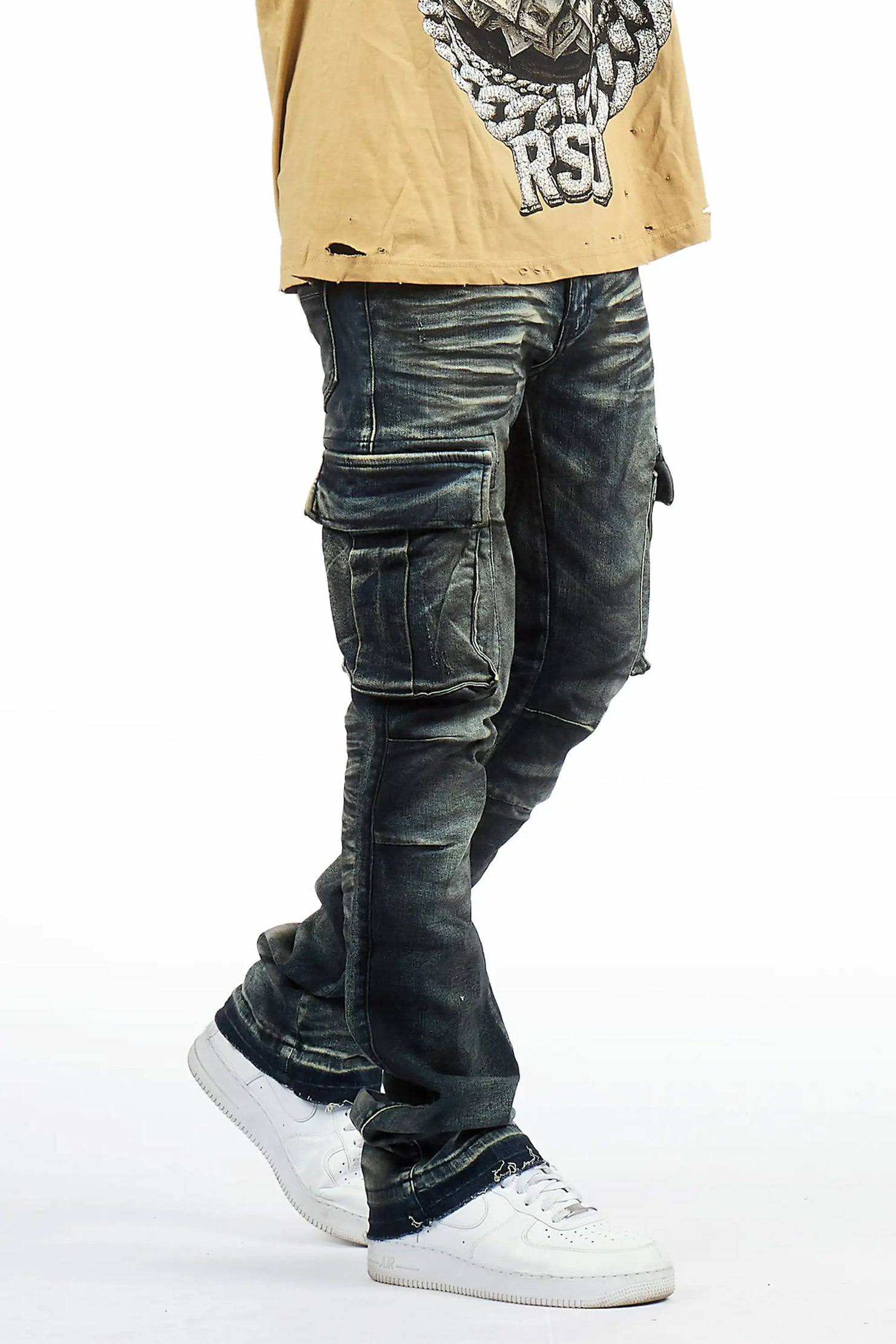 Cruz Dark Blue Stacked Fit Jean