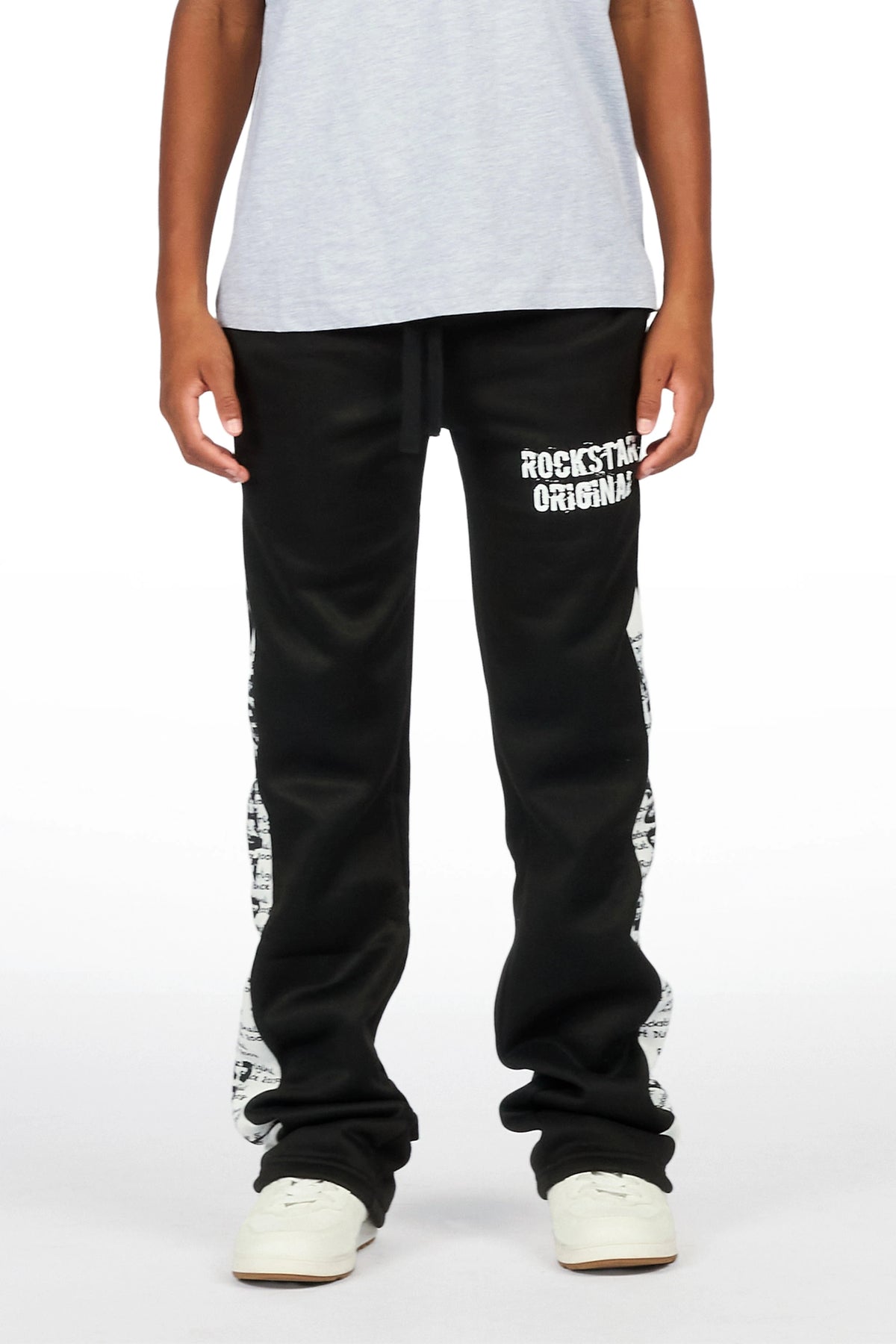 Boys Bes Black Double Waisted Super Baggy Track Pant