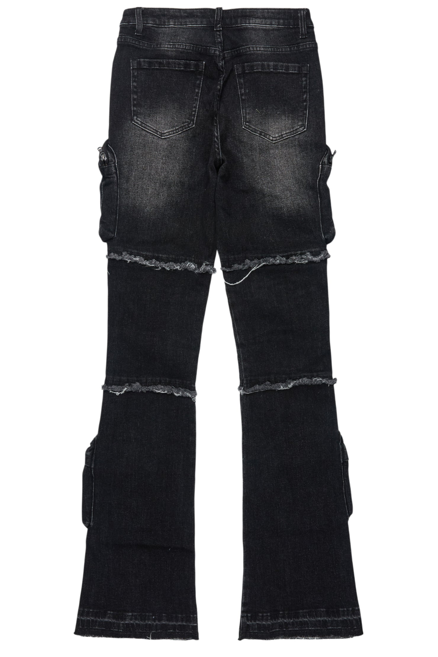 Toniesha Dark Grey Wash Stacked Flare Jean