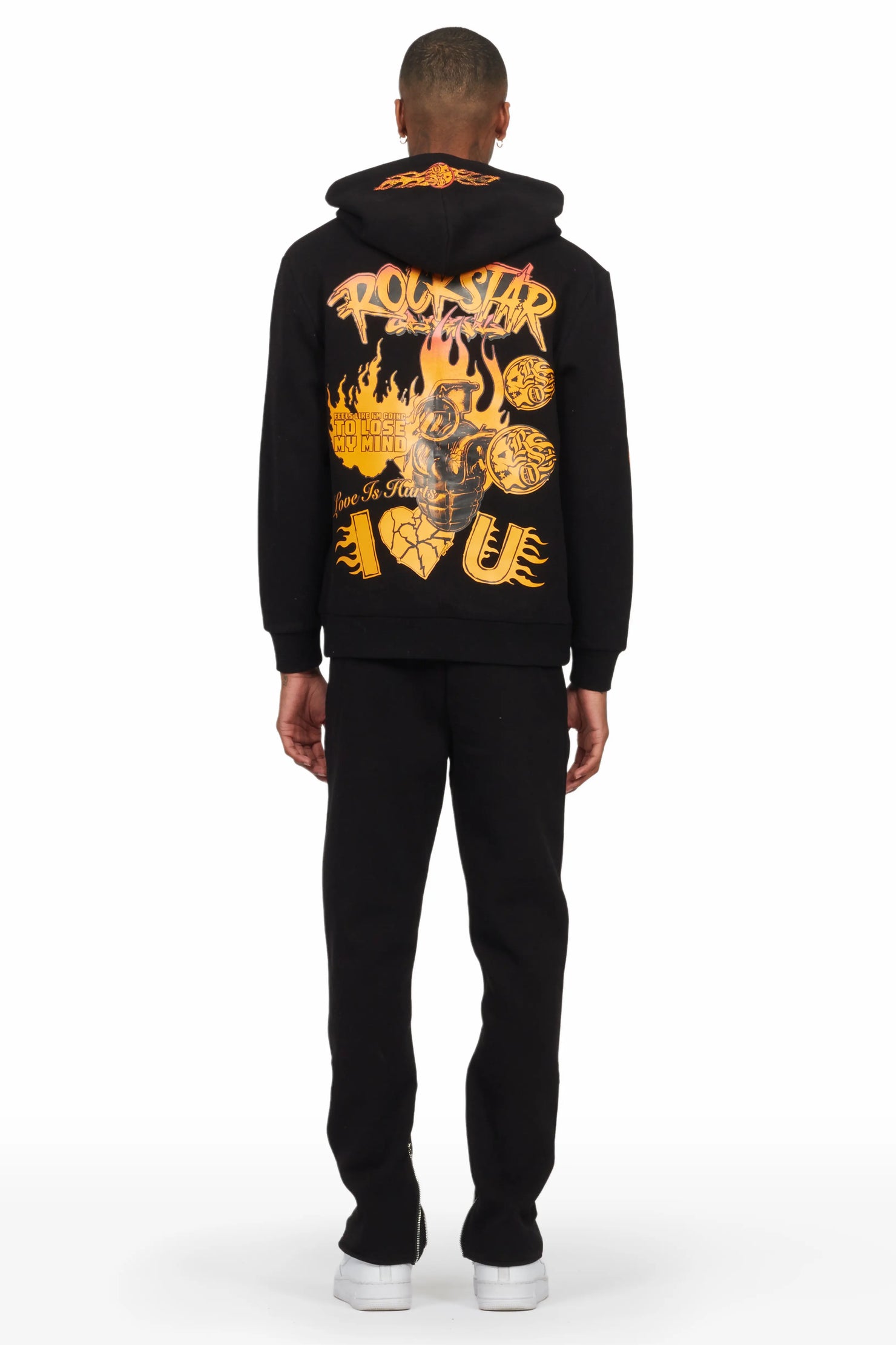 Iheartu Black Slim Fit Track Set