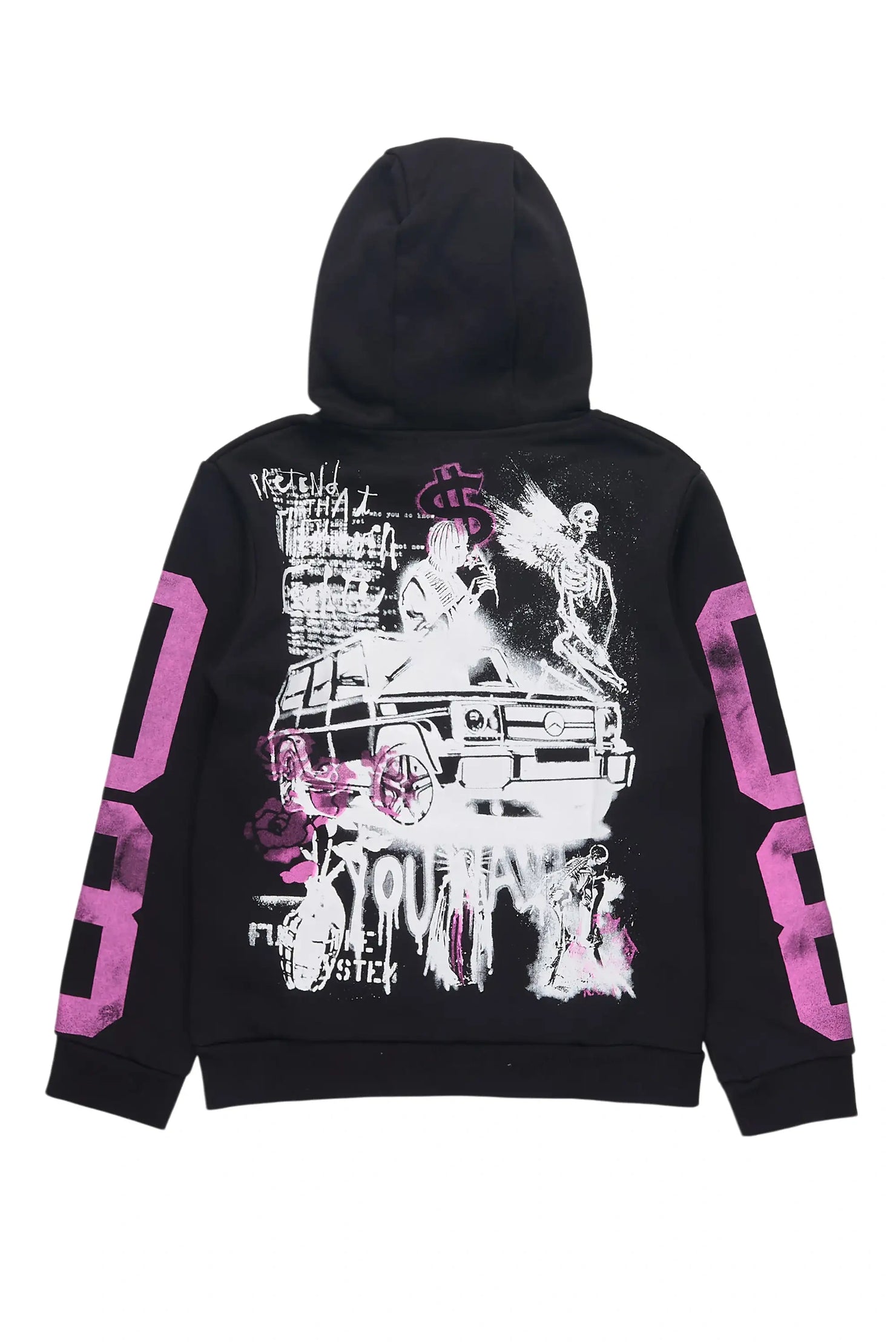 Boys Beau Black/Pink Graphic Hoodie