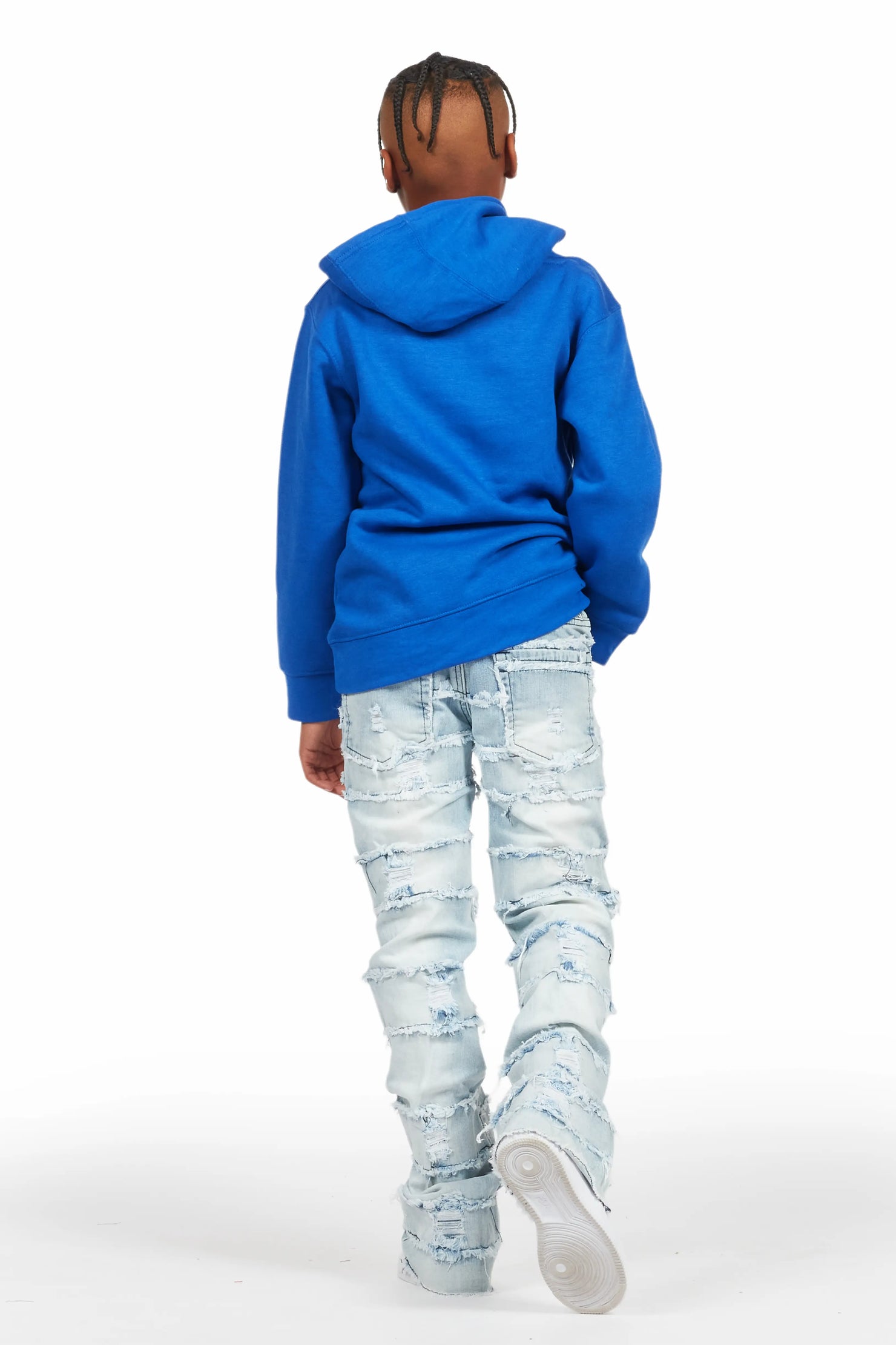 Boys Gabin Royal/Light Blue Hoodie/Stacked Flare Jean Set