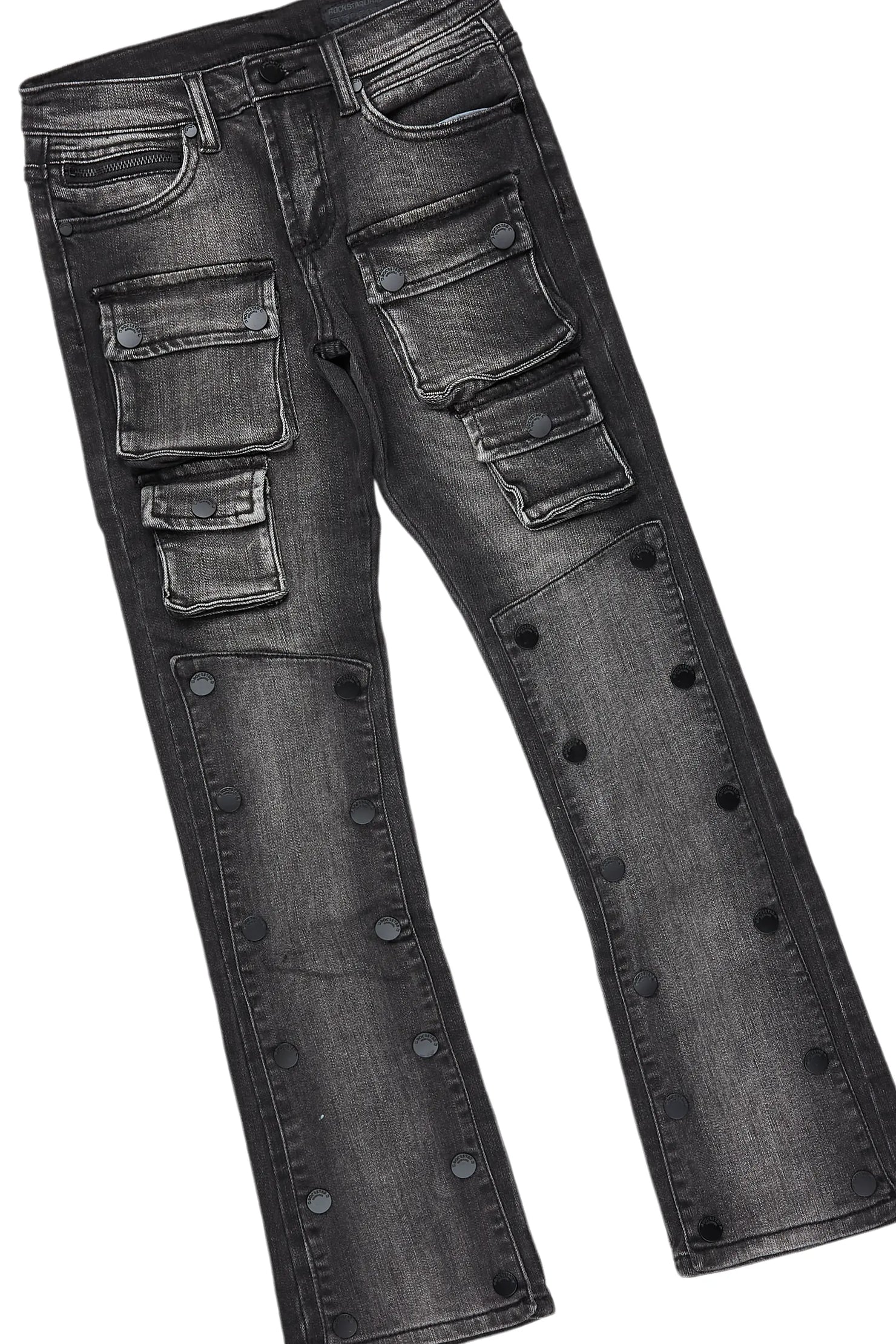 Boys Daman Black Hoodie/Stacked Flare Jean Set