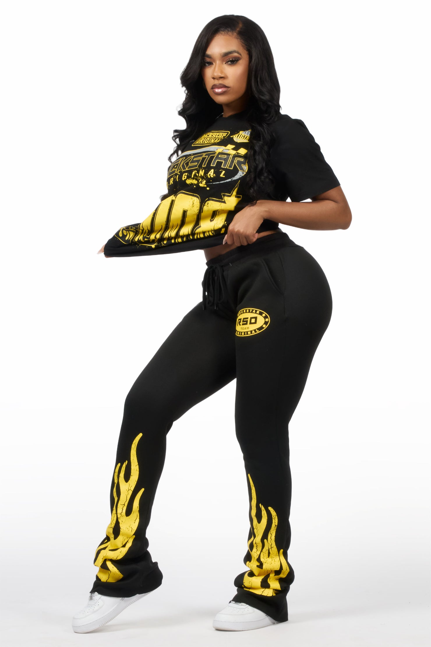 Esha Black T-Shirt Trackset