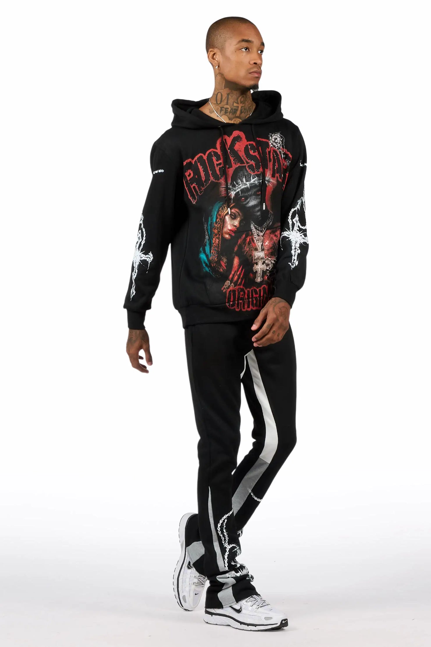 Vontae Black/Grey Hoodie/Stacked Flare Track Set