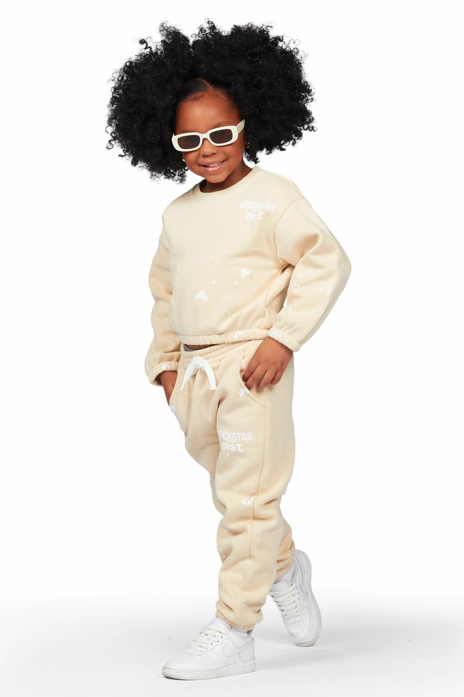 Girls Hadley Light Mocha Crop Top Pant Set