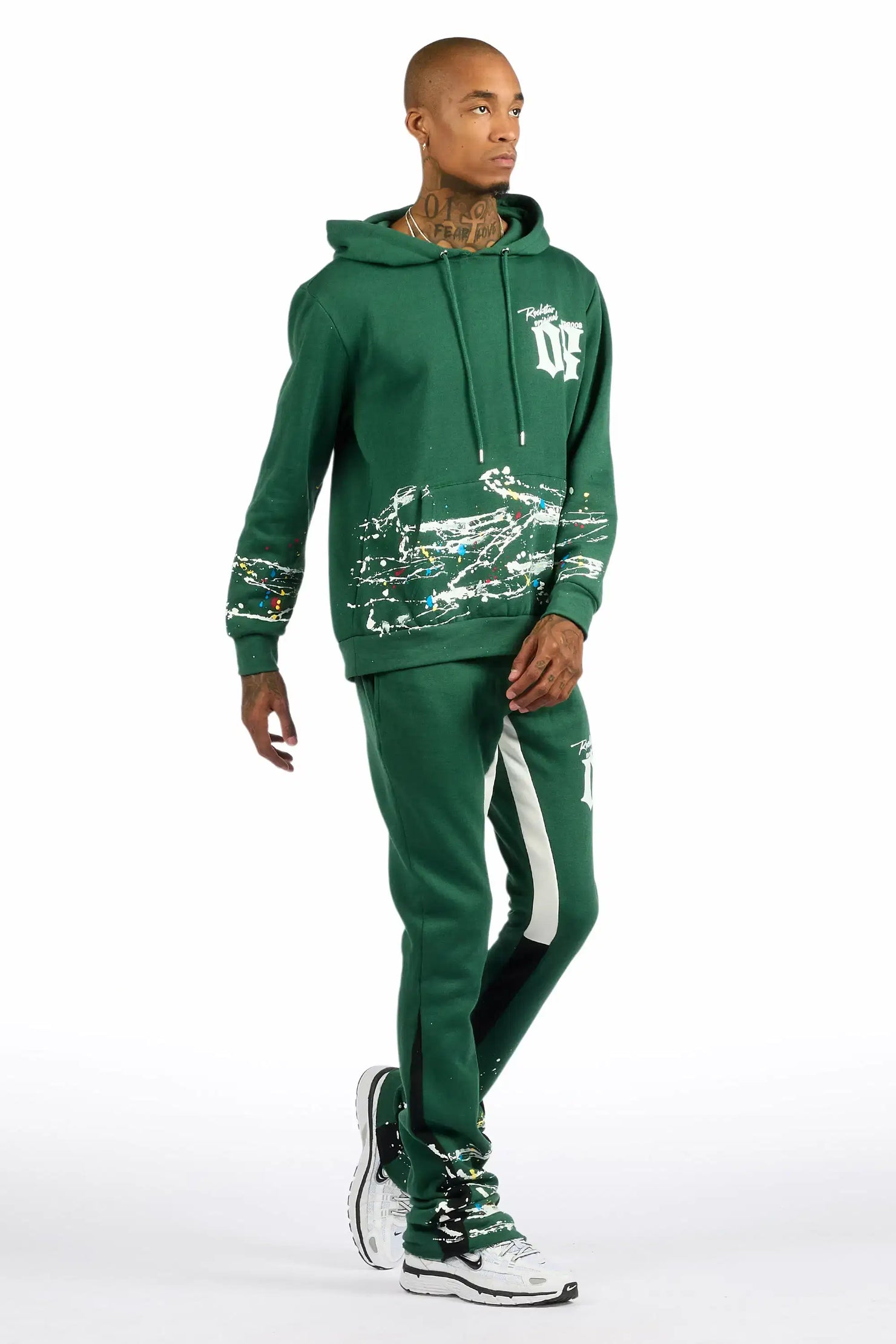 Horia Hunter Green/Multi Hoodie/Stacked Flare Track Set