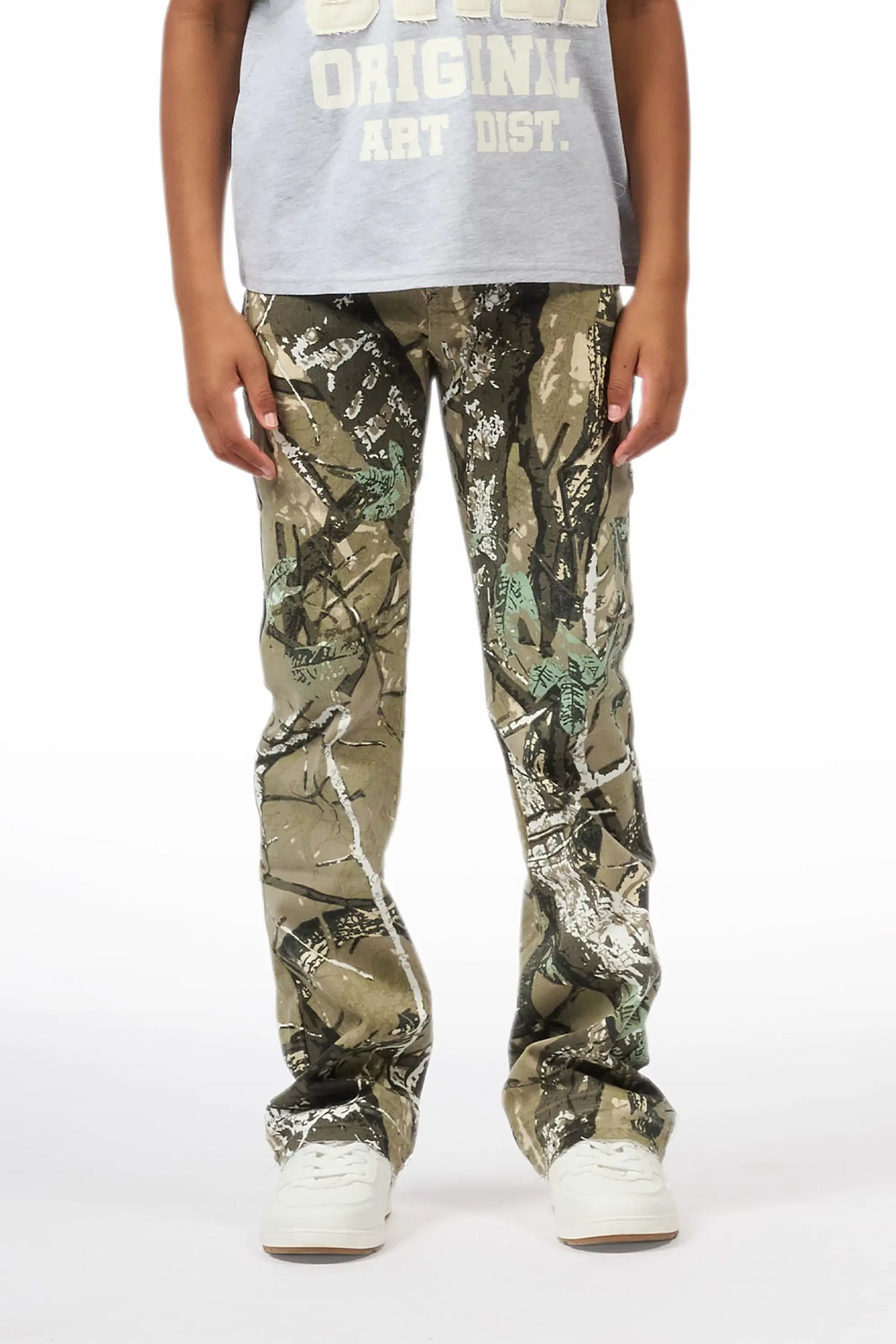 Boys Khen Tree Camo Pearl Stacked Flare Jean