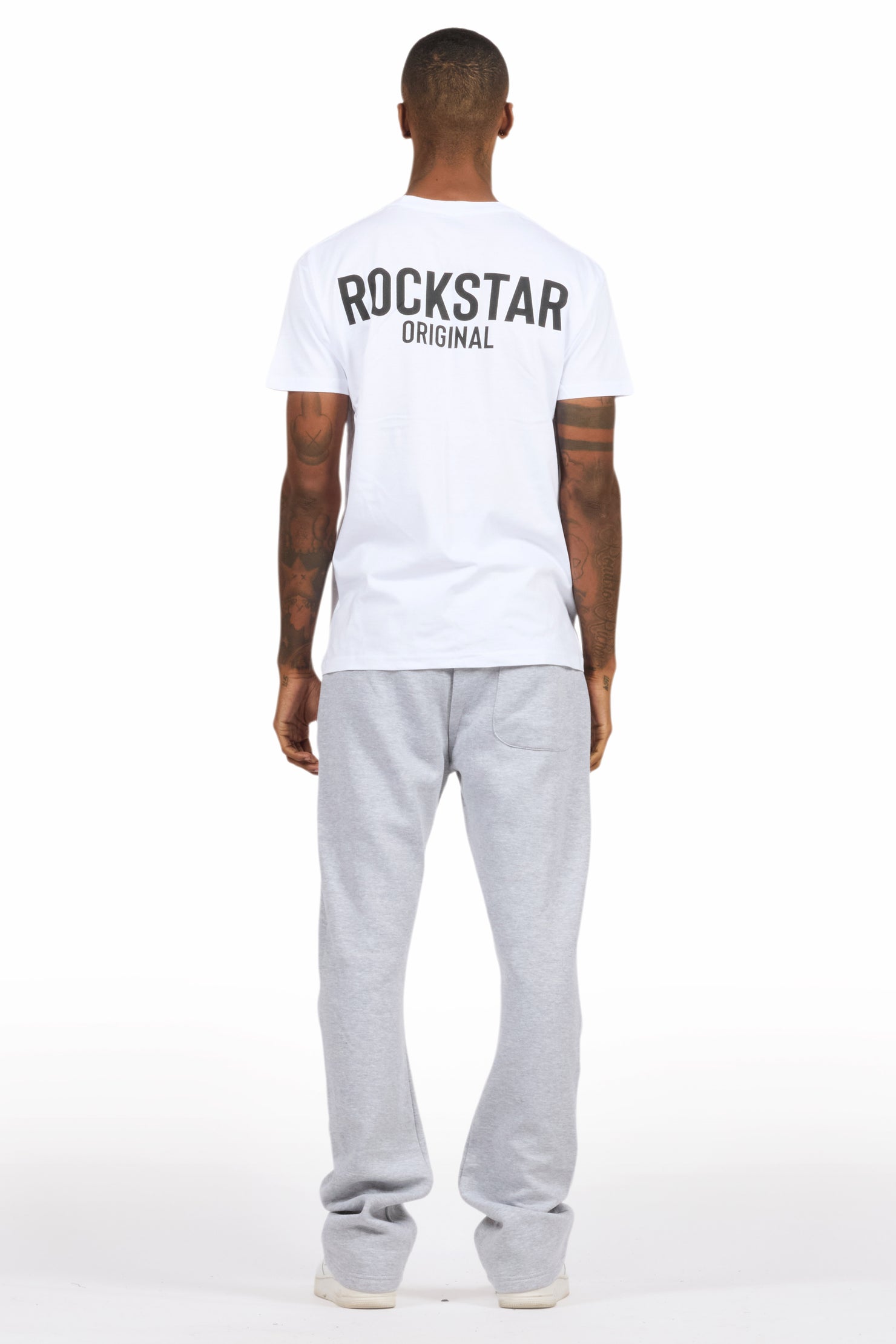 Sana White/Black T-Shirt/Grey Stacked Track Pant Set