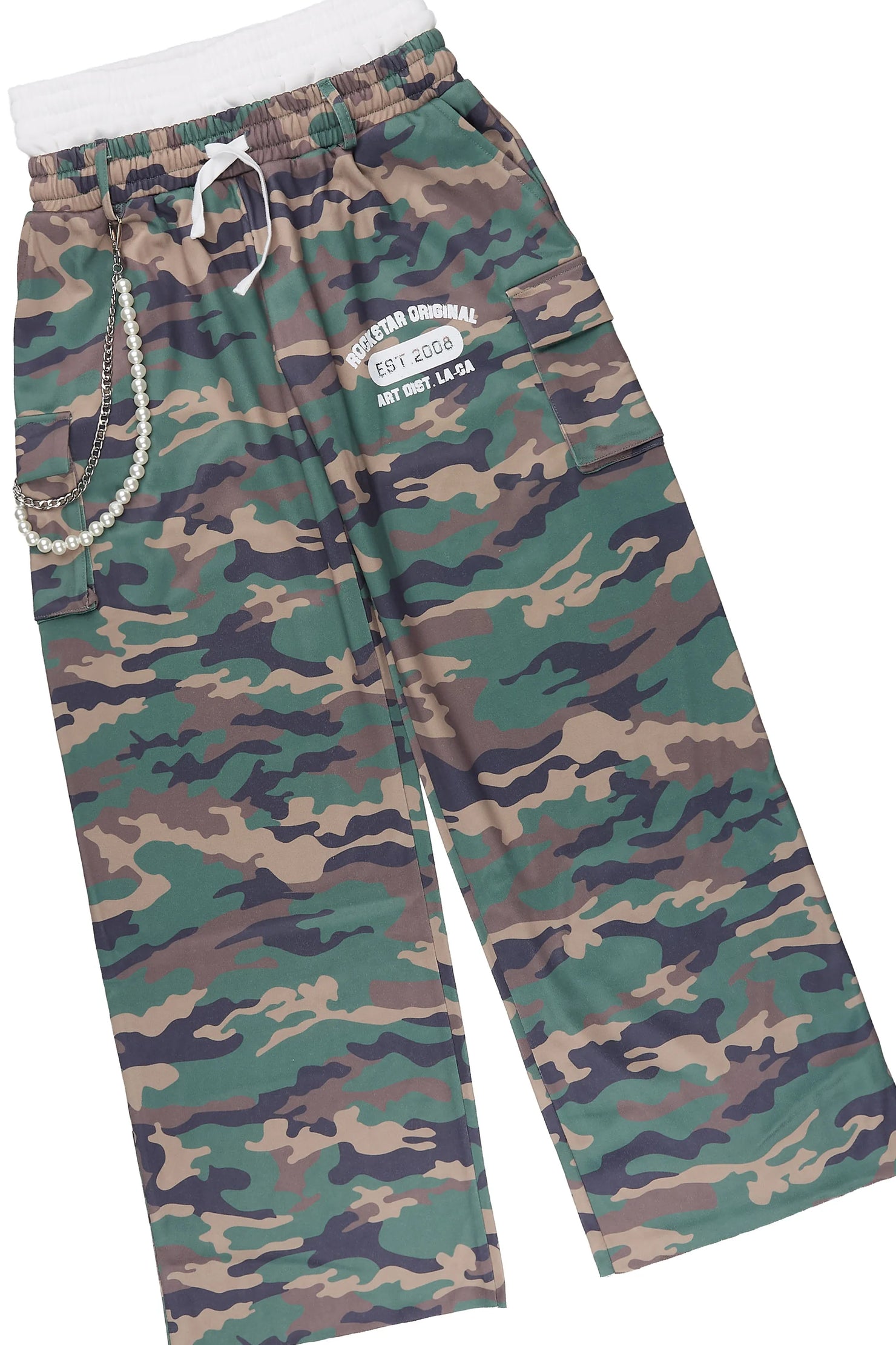 Boys Alexander White/Camo Long Sleeve Shirt Double Waisted Super Baggy Track Set