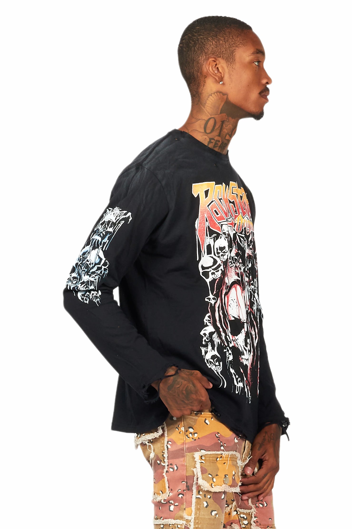 Grady Black Long Sleeve Graphic T-Shirt