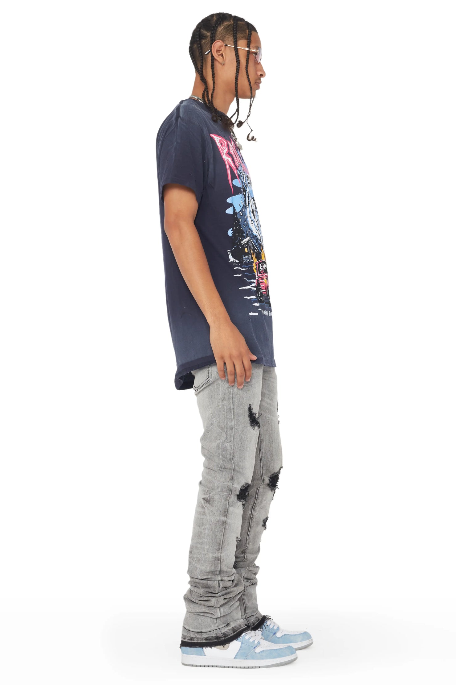 Huxley Light Grey Super Stacked Flare Jean