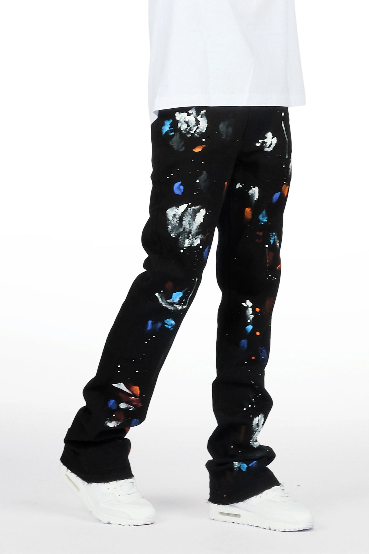 Canus Black Painter Stacked Flare Jean