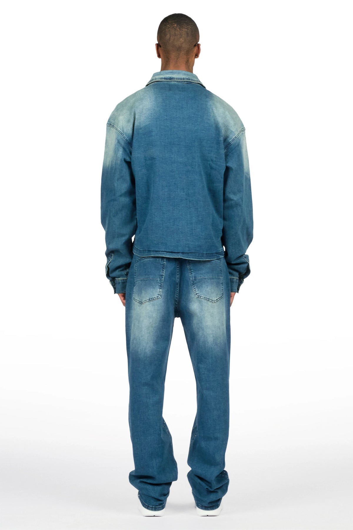 Clemente Blue Rhinestone Button Down Shirt/Jean Set