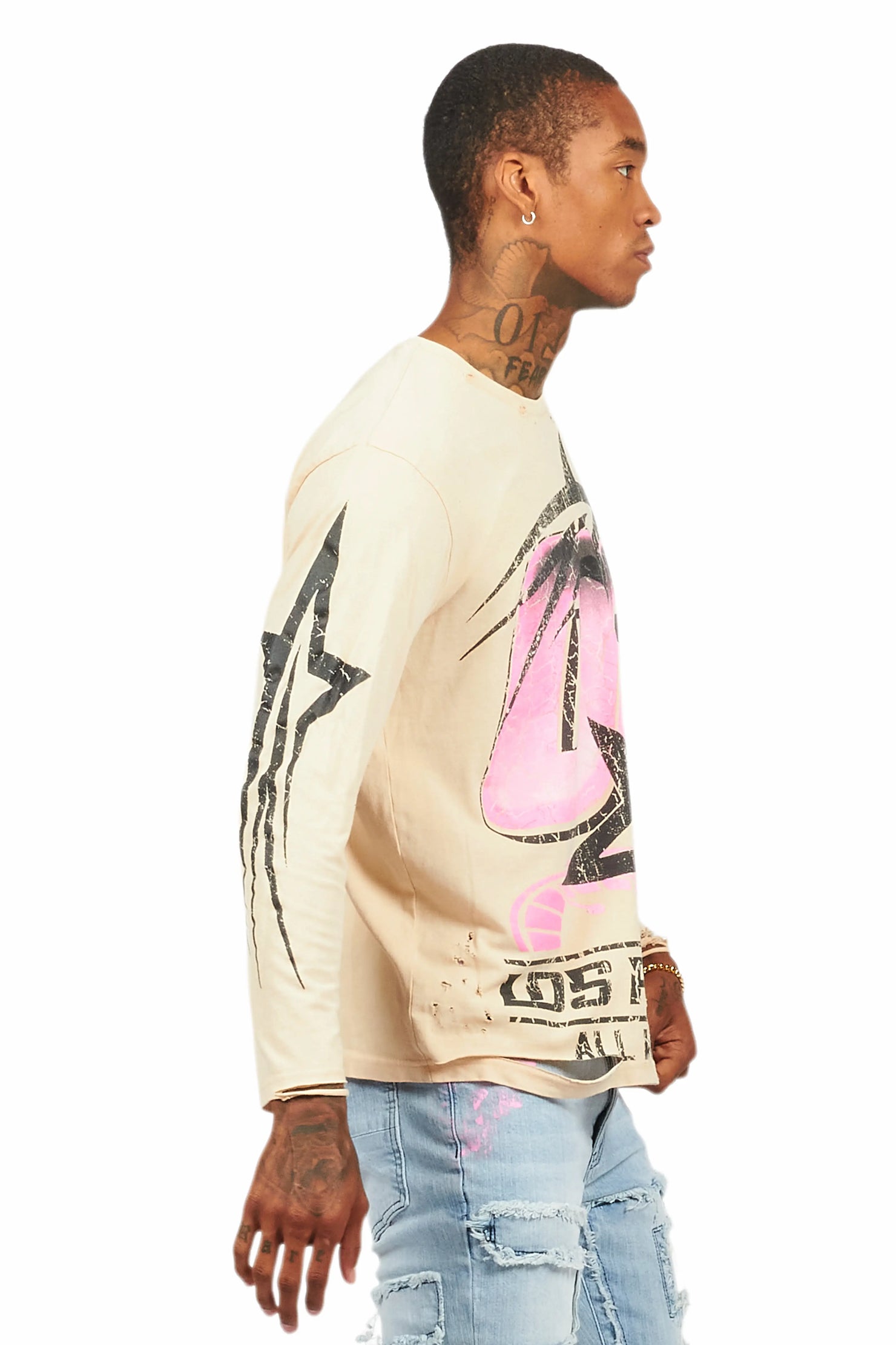 Kastell Vintage Sand Long Sleeve Graphic T-Shirt