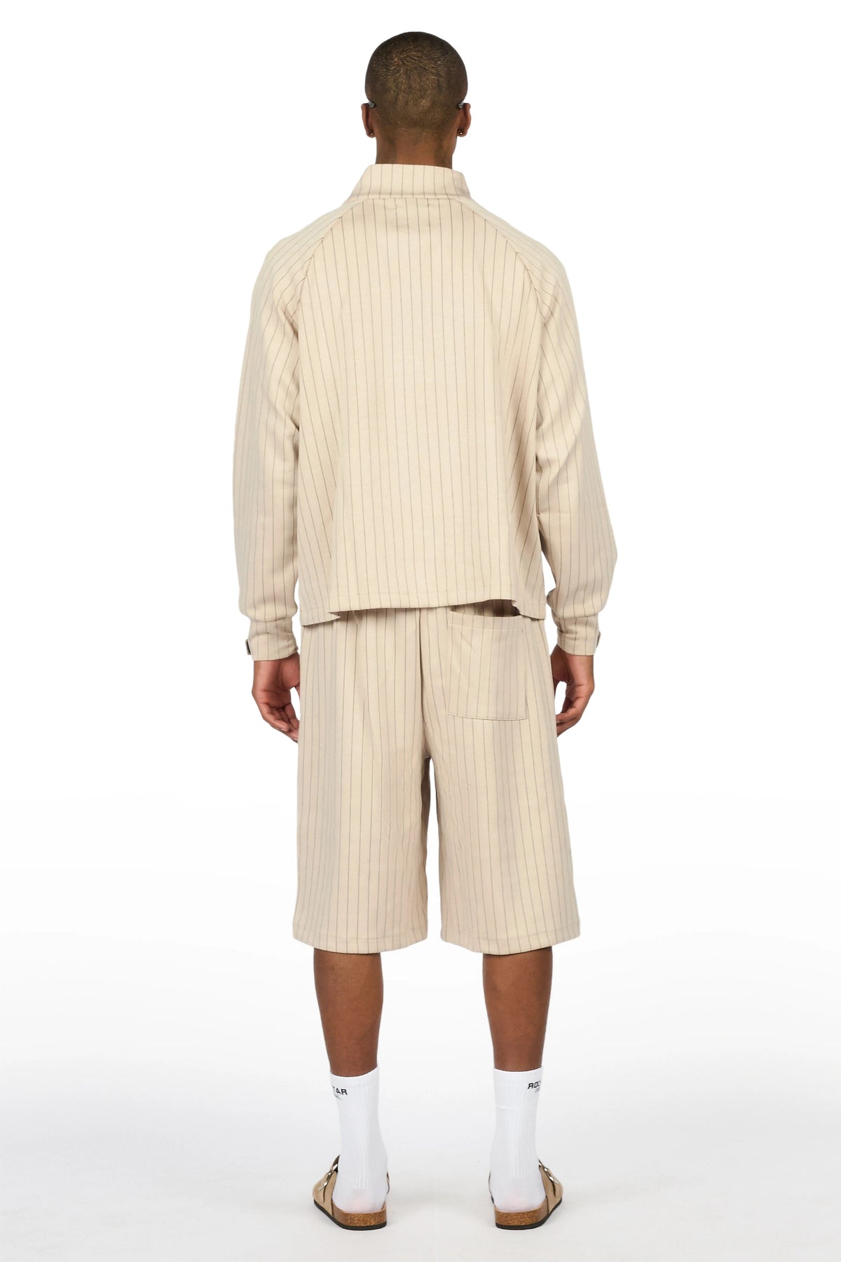 Hernan Beige Quarter Zip Raglan Short Set