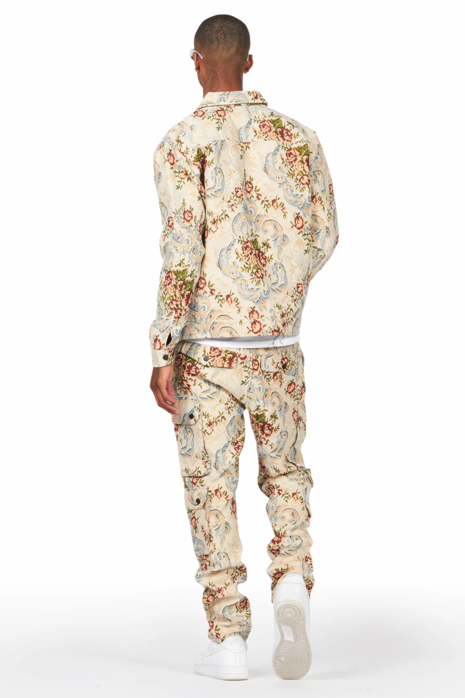 Kader Beige Multi Tapestry Cargo Jean