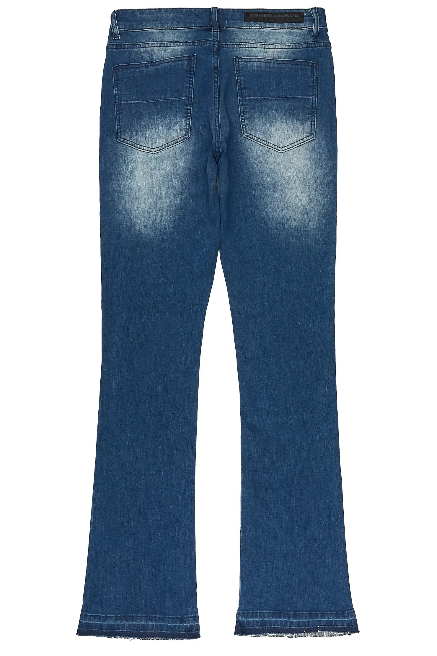 Periz Dark Blue Painter Stacked Flare Jean