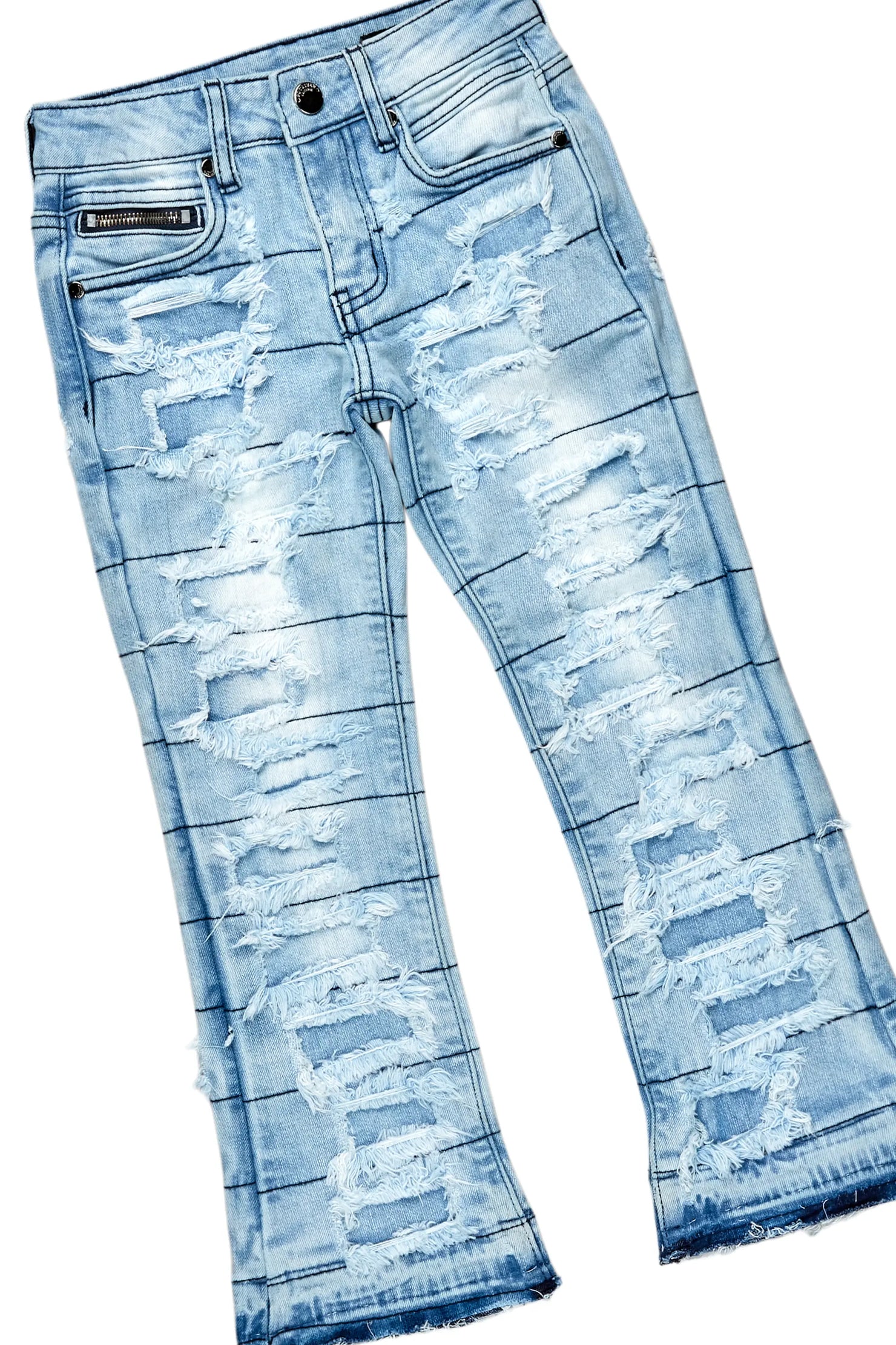 Boys Chad Vintage Grey Hoodie/Stacked Flare Jean Set