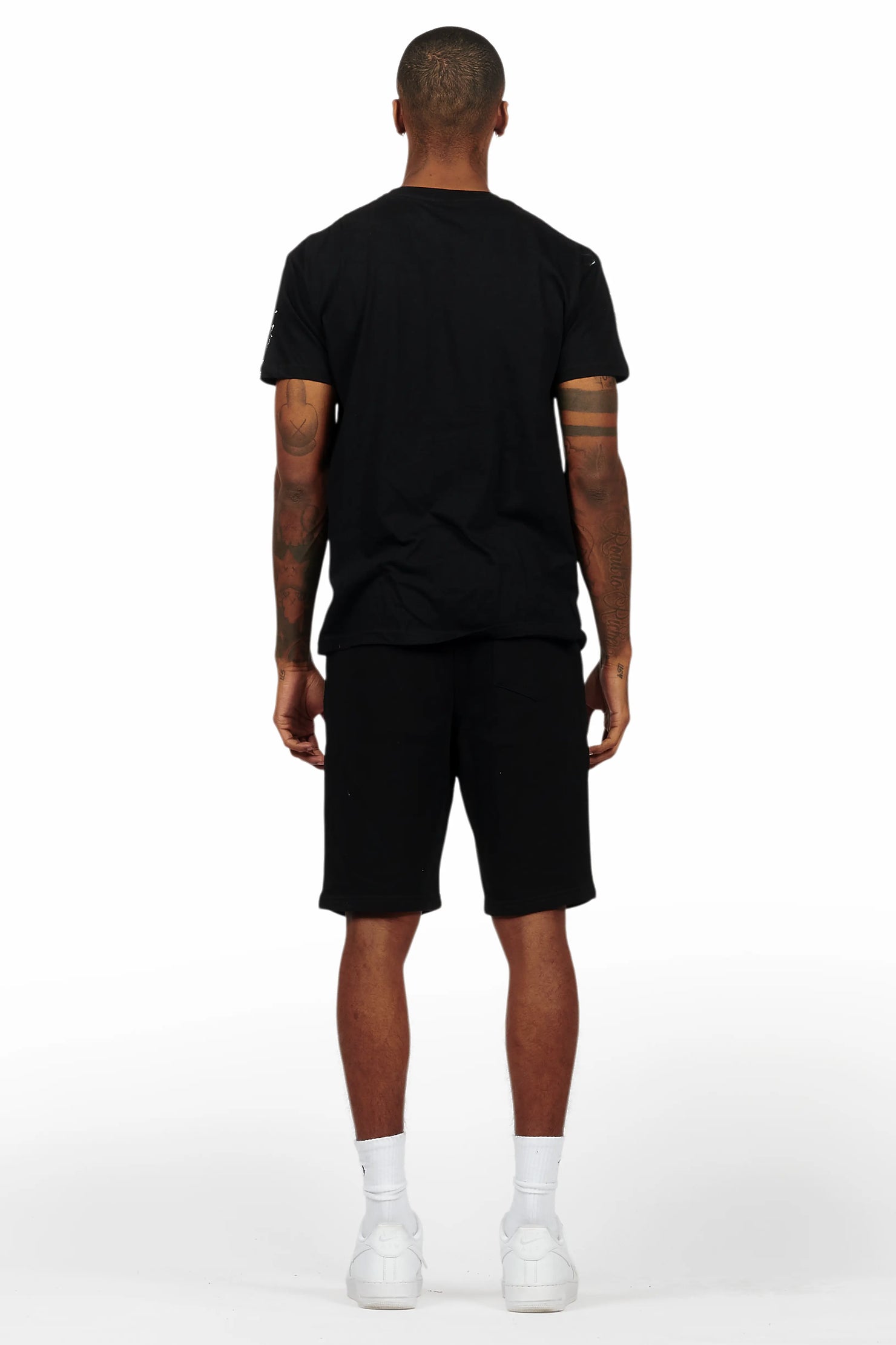 Filip Black Graphic T-Shirt Short Set