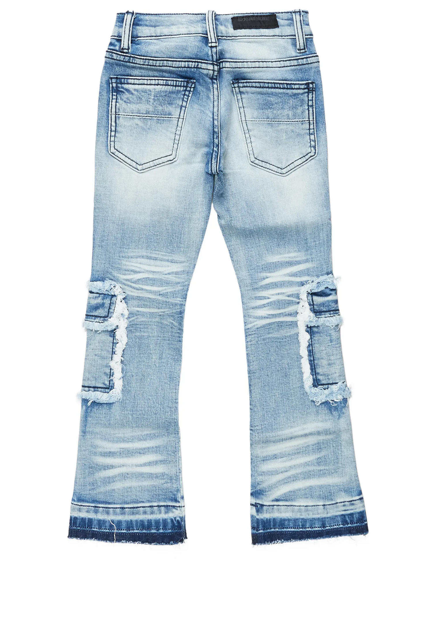 Boys Tyrell Blue Stacked Flare Cargo Jean