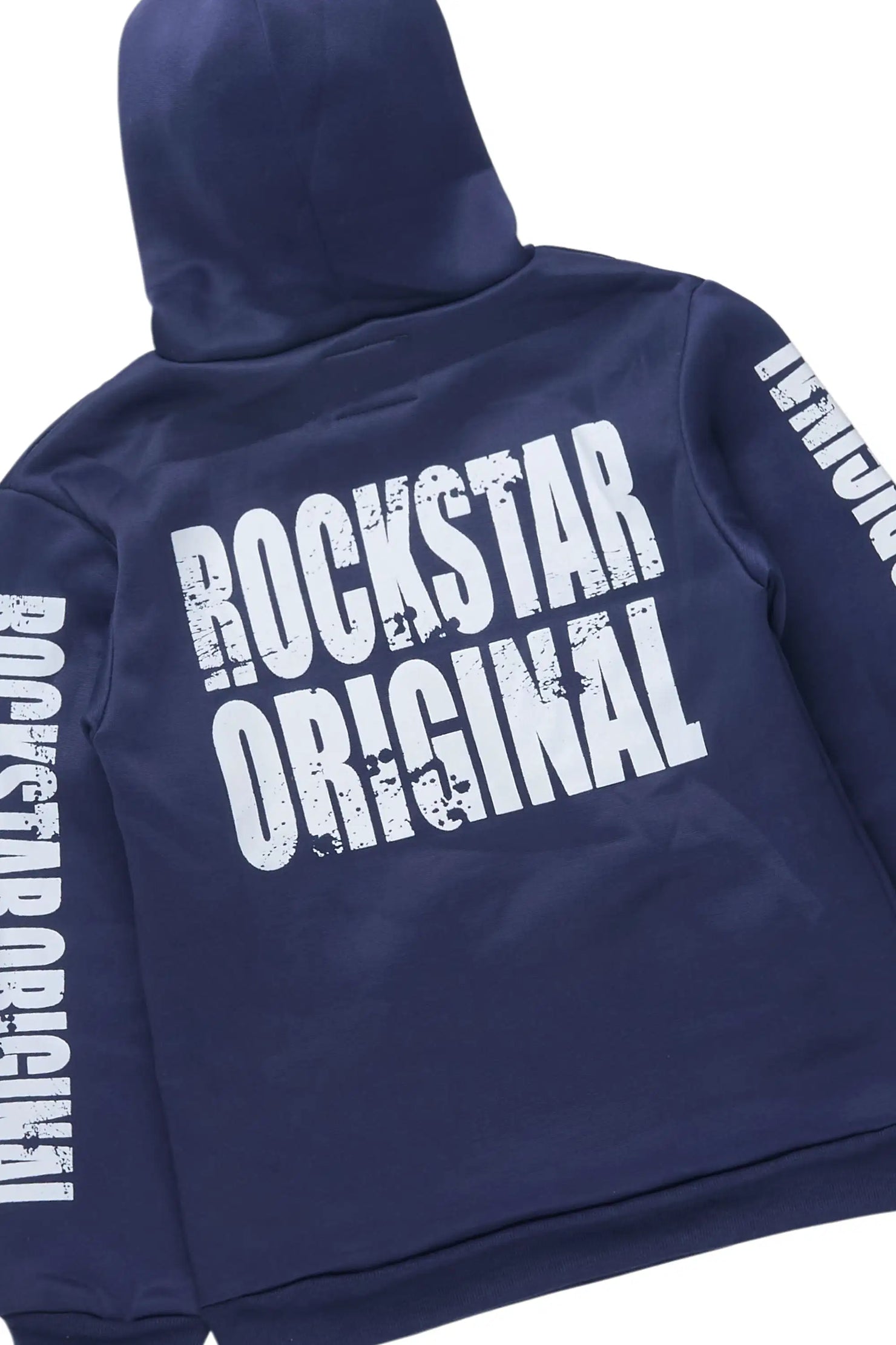 Boys Keve Navy Hoodie Stacked Track Pant Set