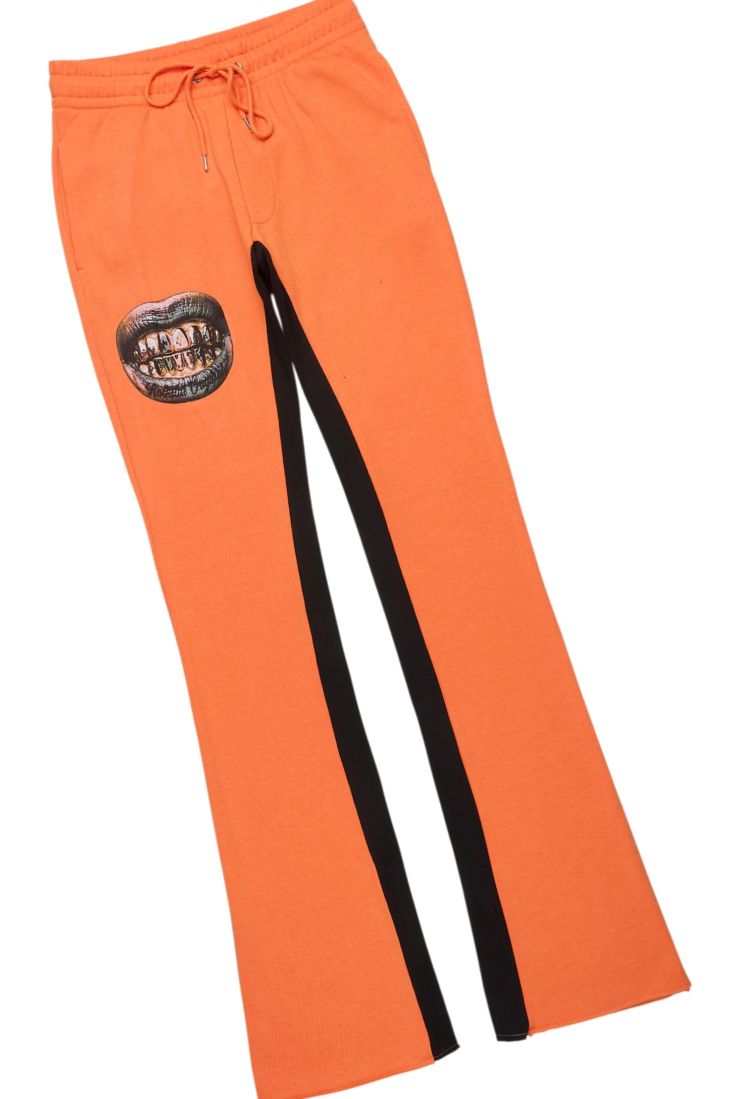 Darce Black/Orange T-Shirt/Stacked Baggy Track Pant Set