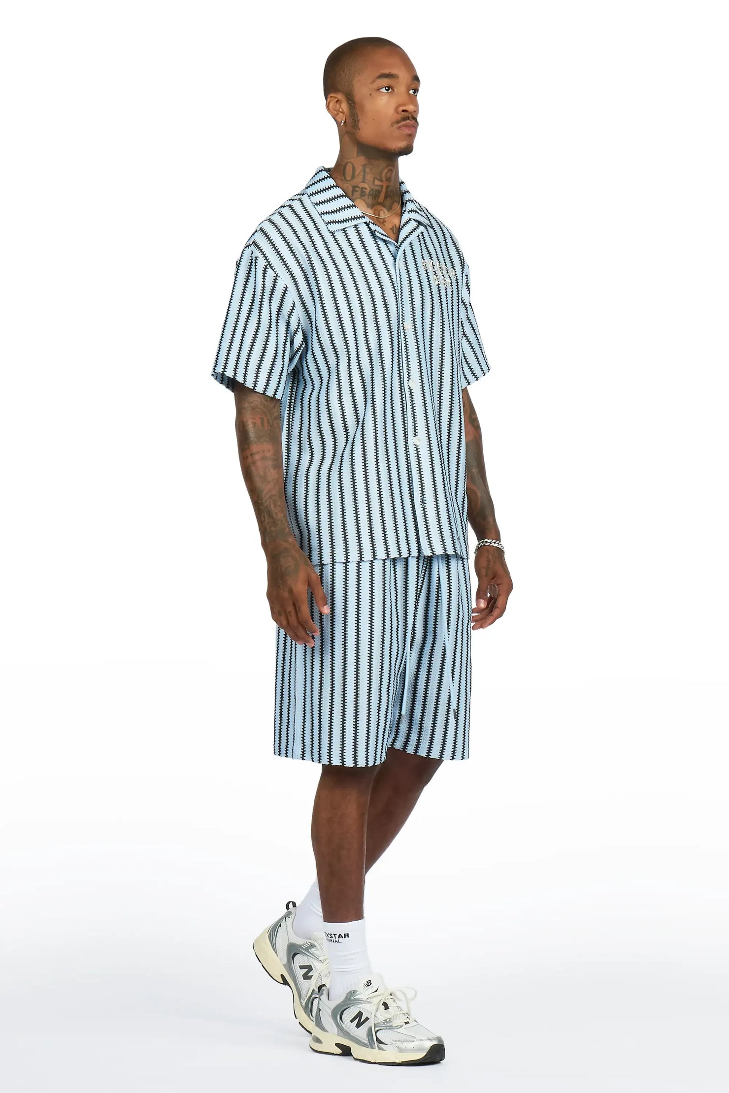 Gerald Light Blue Button Down Shirt/Short Set