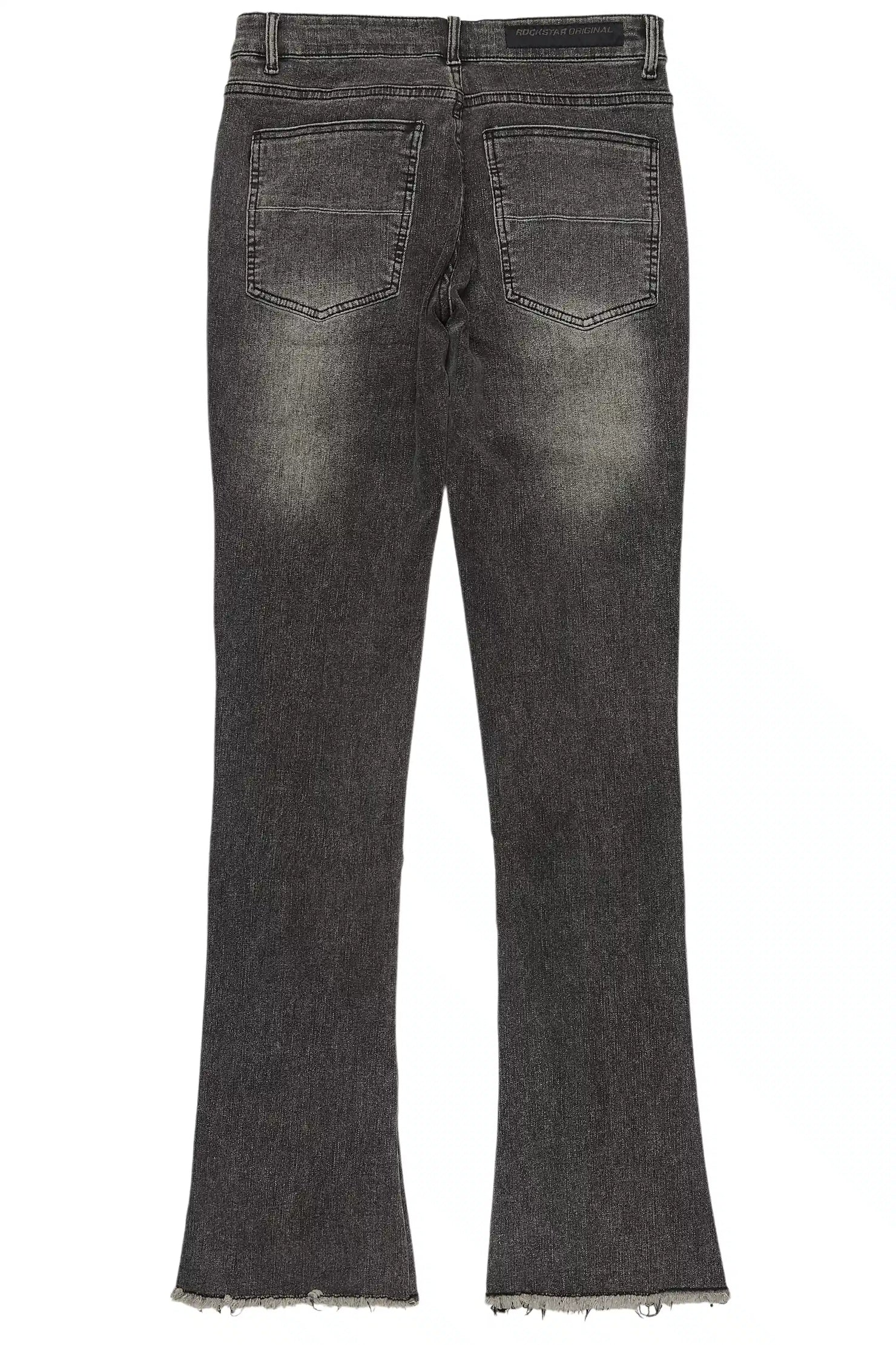 Espan Dark Grey Stacked Flare Jean