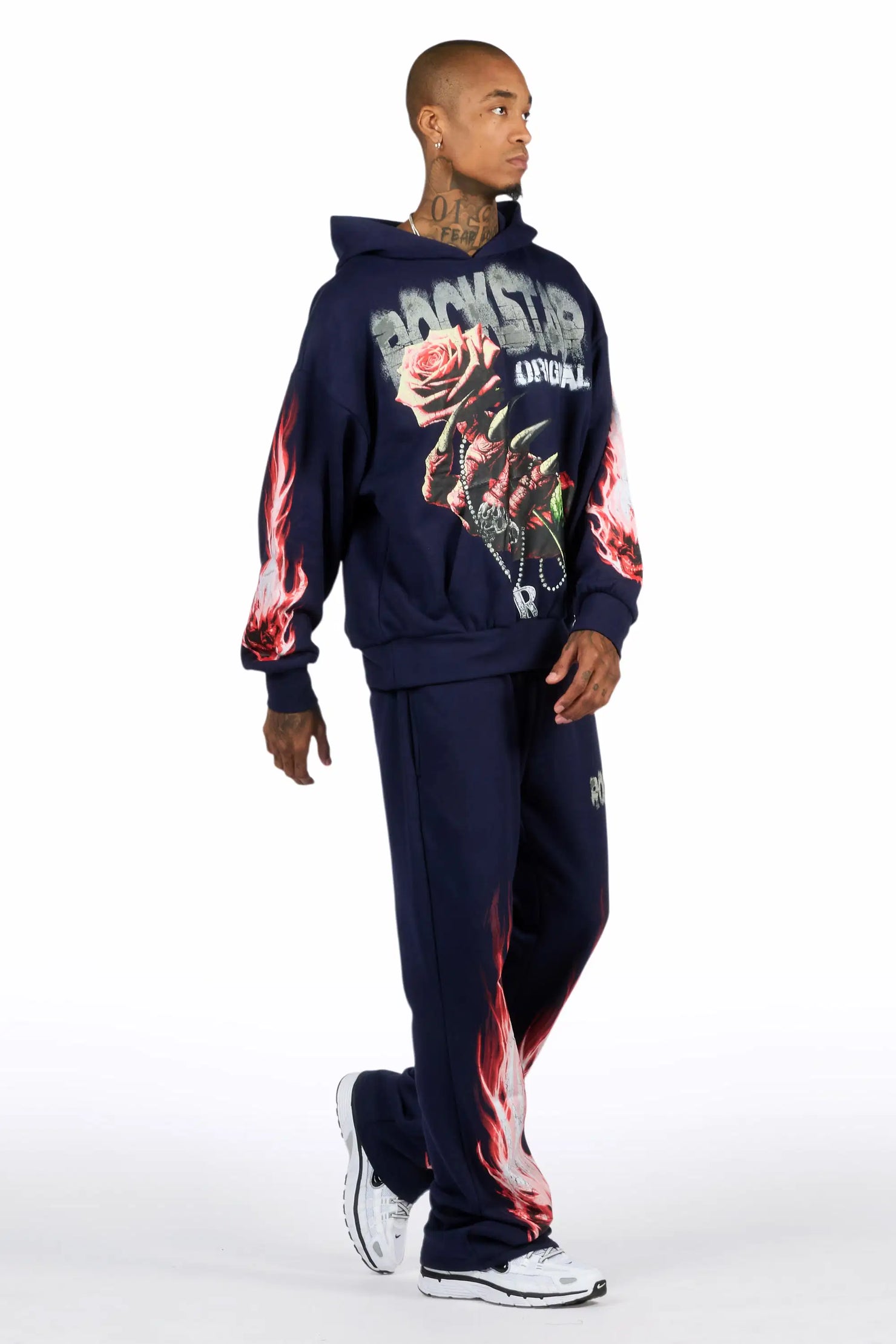 Azyrx Navy Hoodie/Baggy Pant Track Set