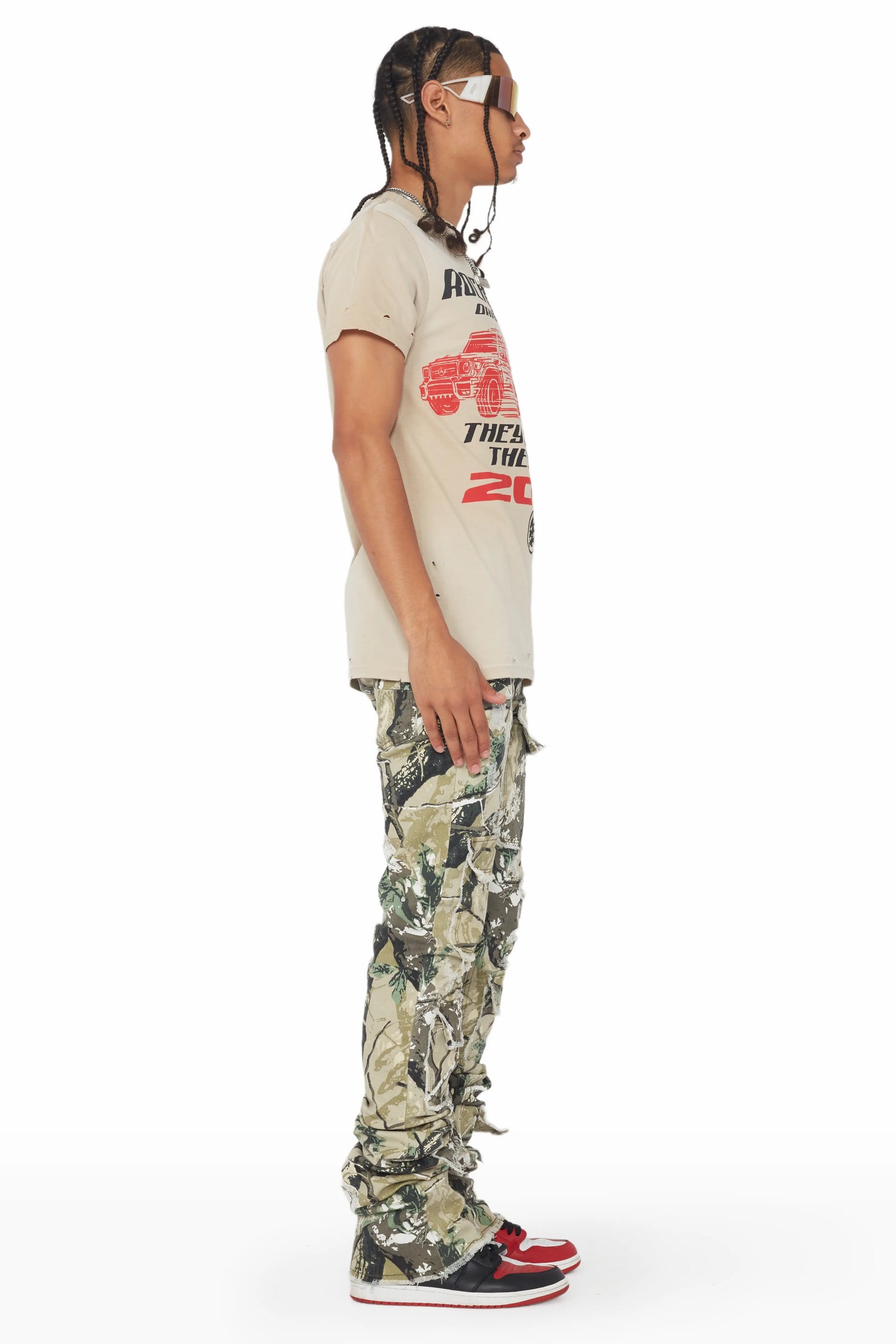 Petrus Tree Camo Super Stacked Flare Jean