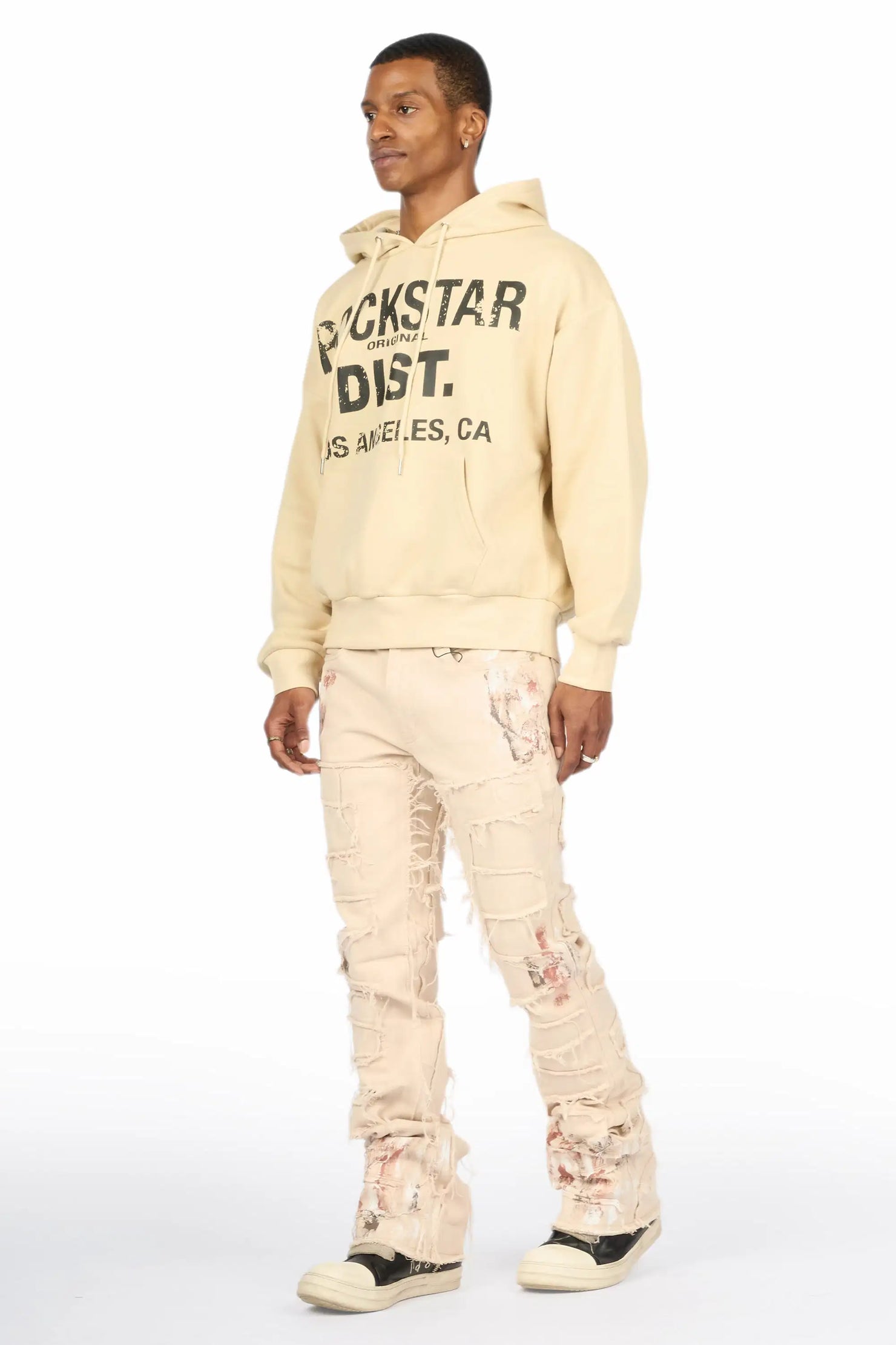 Saxon Beige/Beige Hoodie/Stacked Flare Jean Set