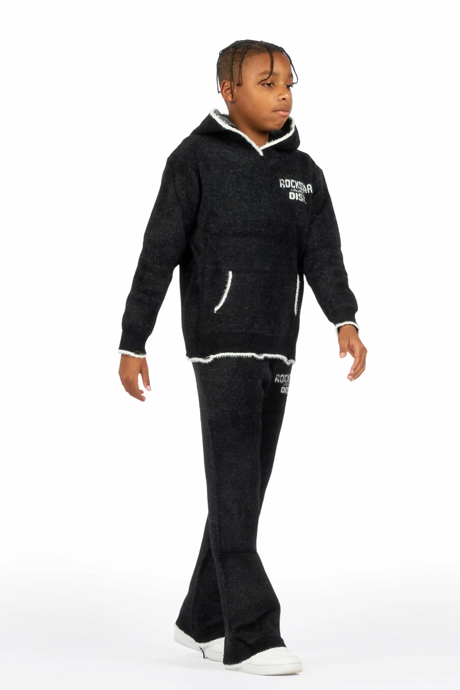 Boys Lake Mohair Black Knit Track set