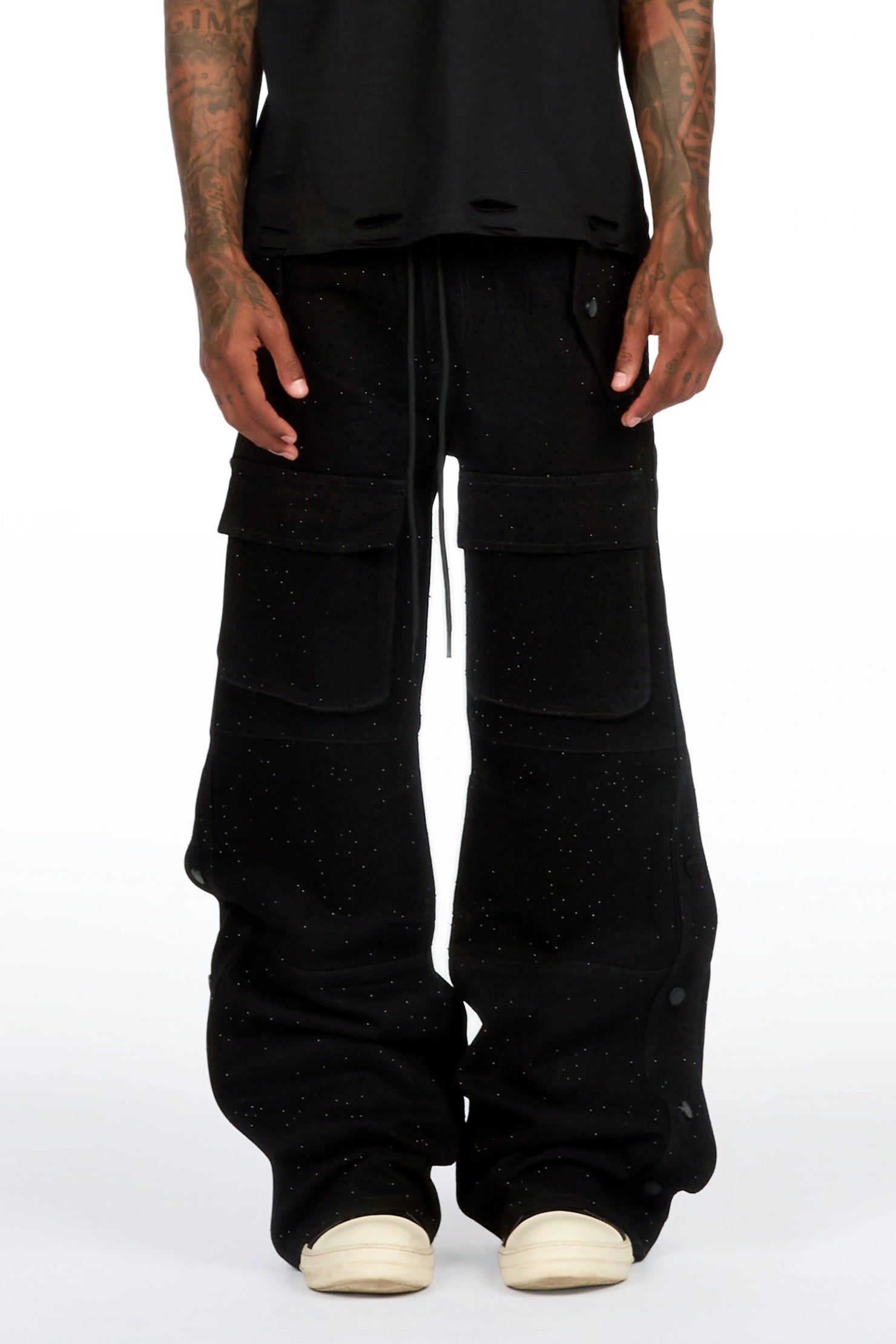 Yuri Black Rhinestone Baggy Fit Jean