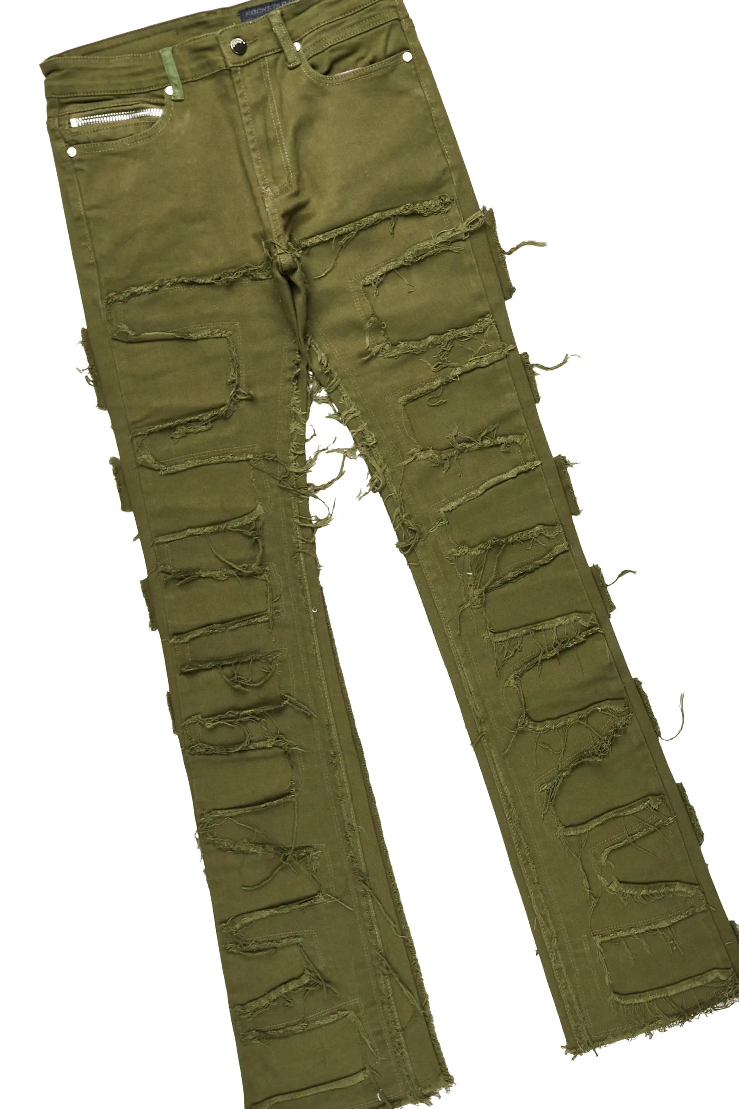 Posse White T-Shirt & Shake Green Stacked Jean Bundle
