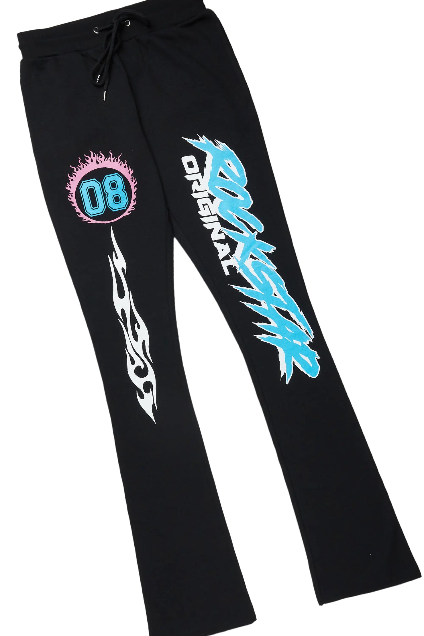 Draven Black Hoodie/Stacked Flare Track Pant Set