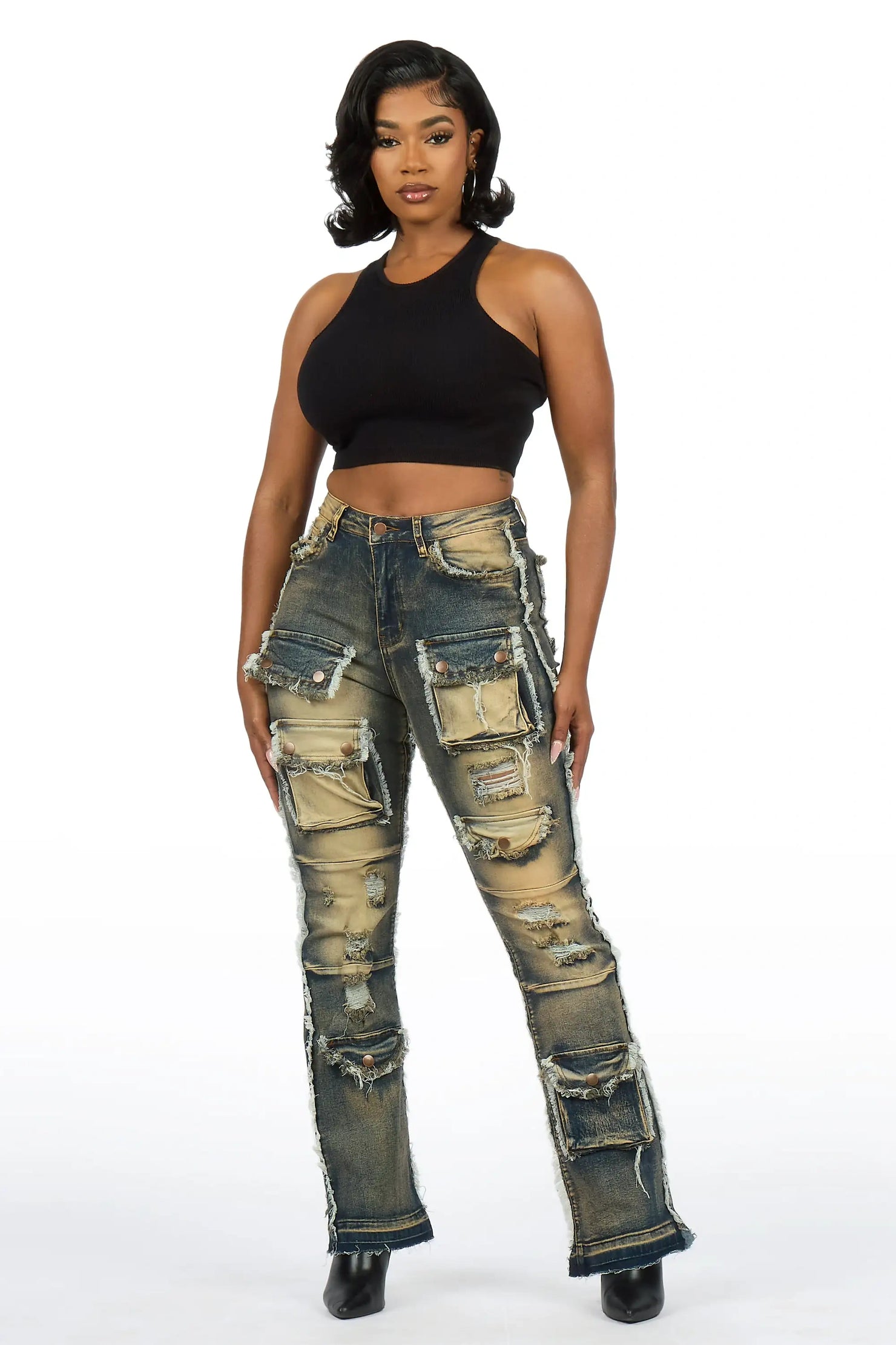 Nyxia Tint Cargo Super Stacked Jean