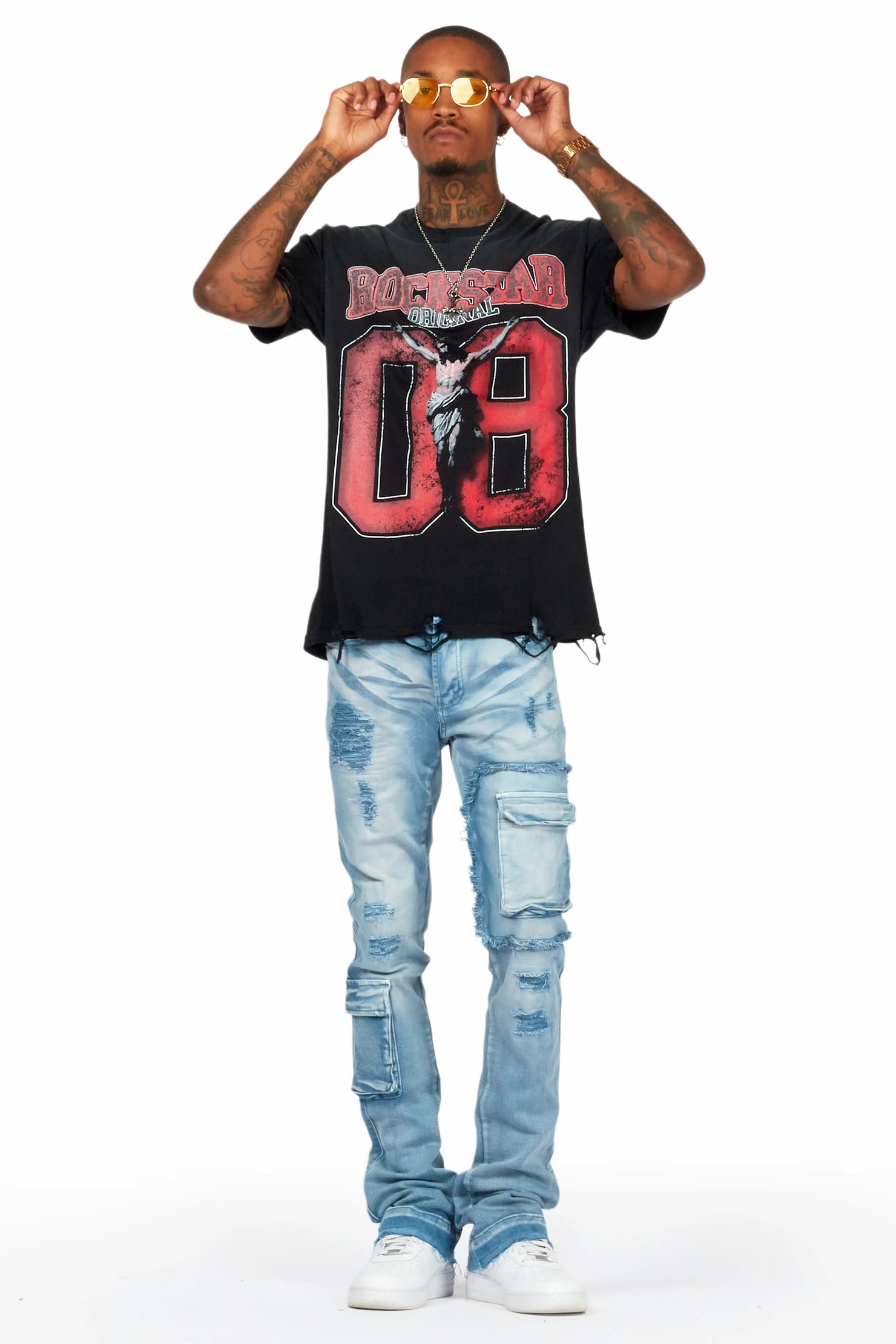 Zaxton Blue Stacked Flare Jean