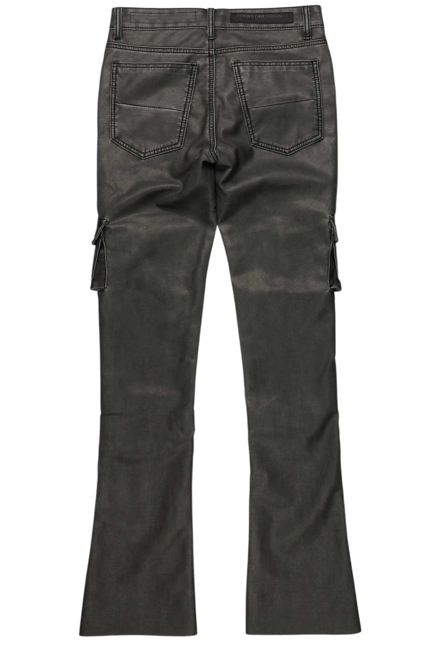 Khaza Distressed Black PU Leather Jean