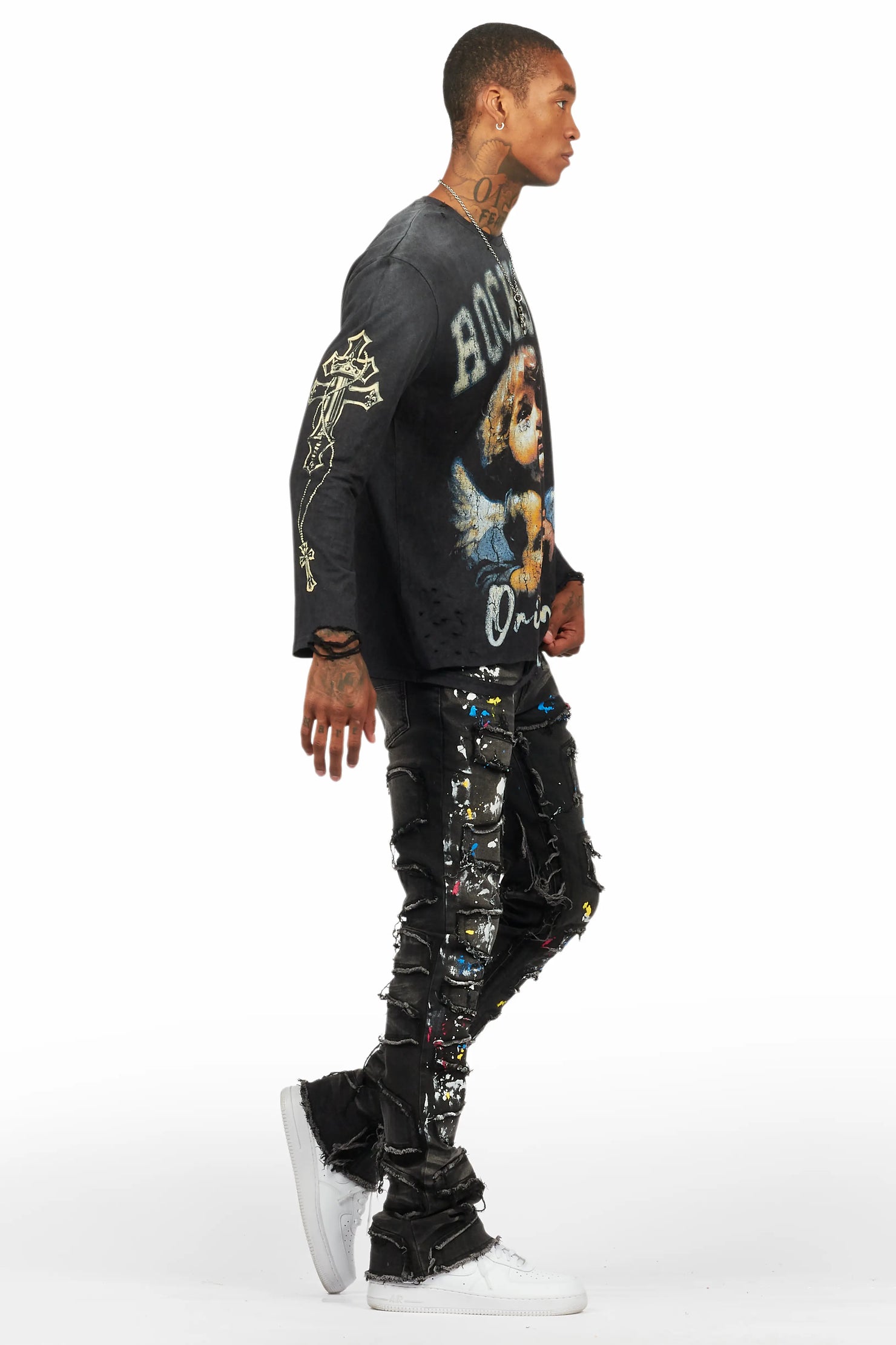 Deiter Vintage Black Long Sleeve Graphic T-Shirt