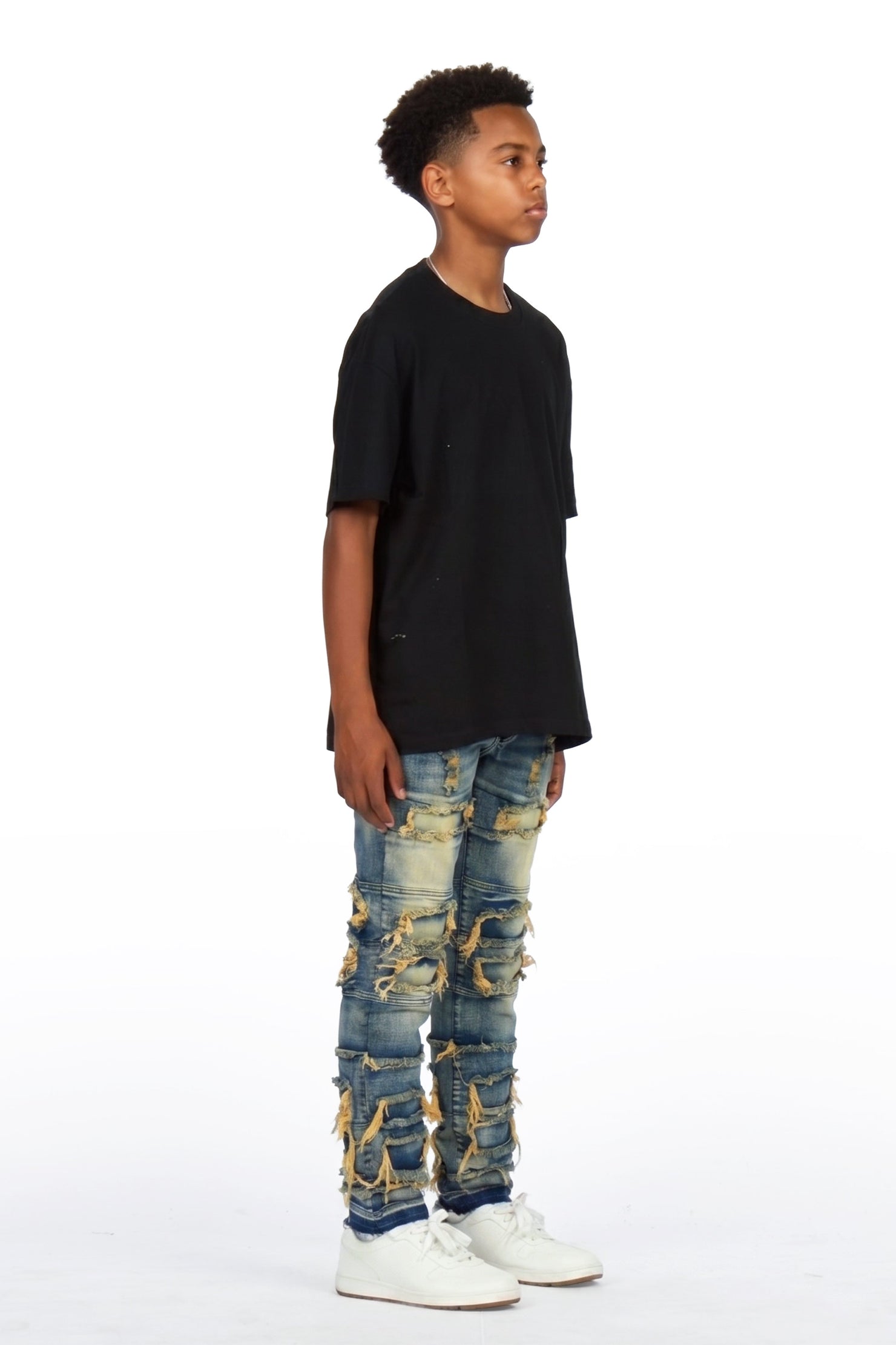 Boys Vasco Dark Tint Frayed Slim Jean
