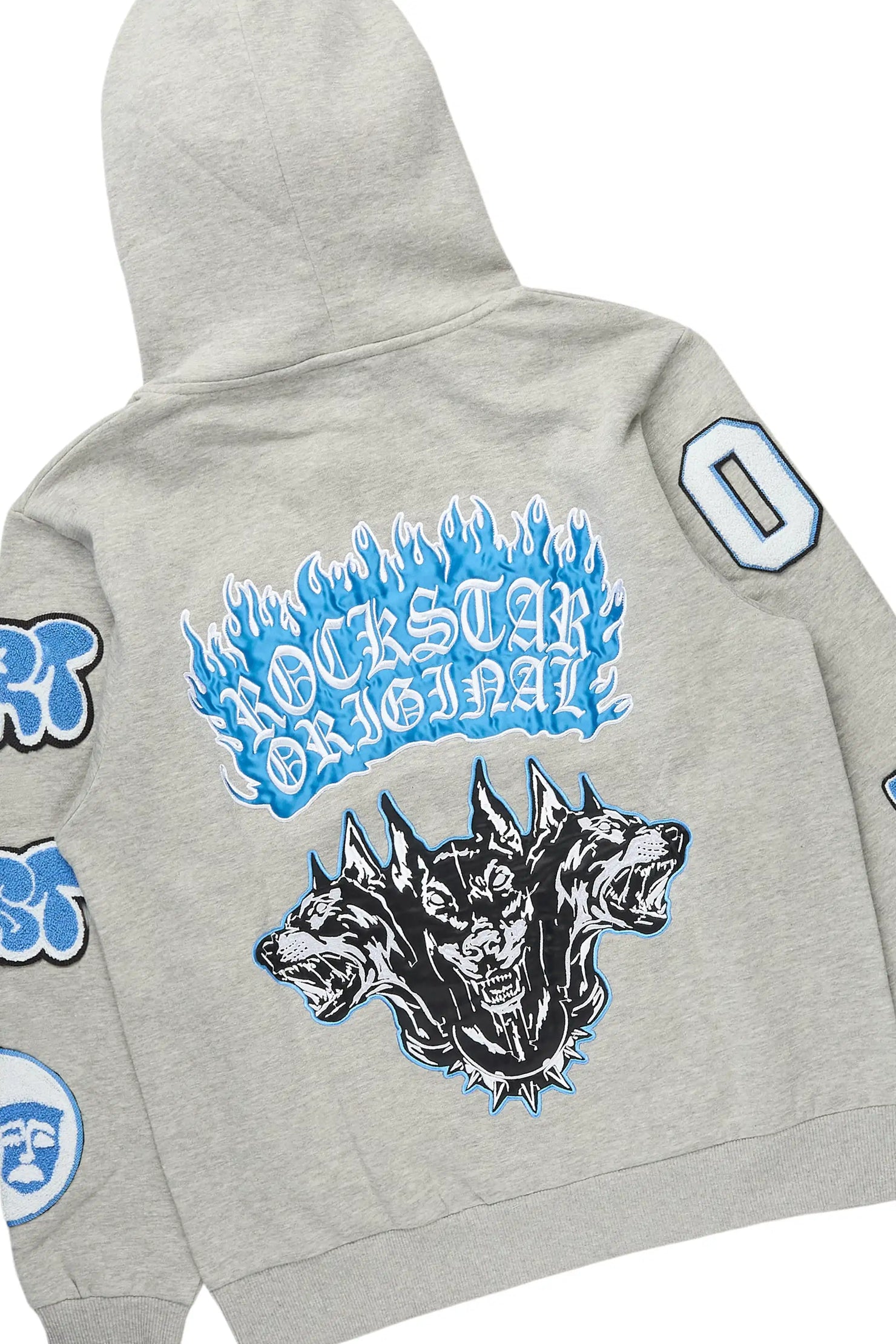 Leslaw Heather Grey Zip Up Hoodie Stacked Track Set