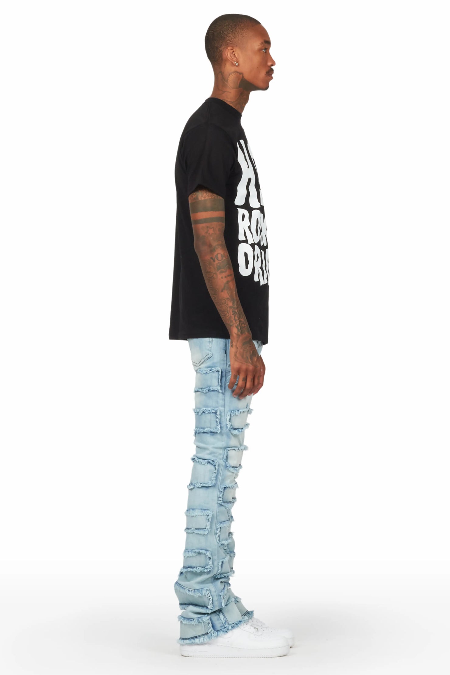 Arne Blue Stacked Flare Jean