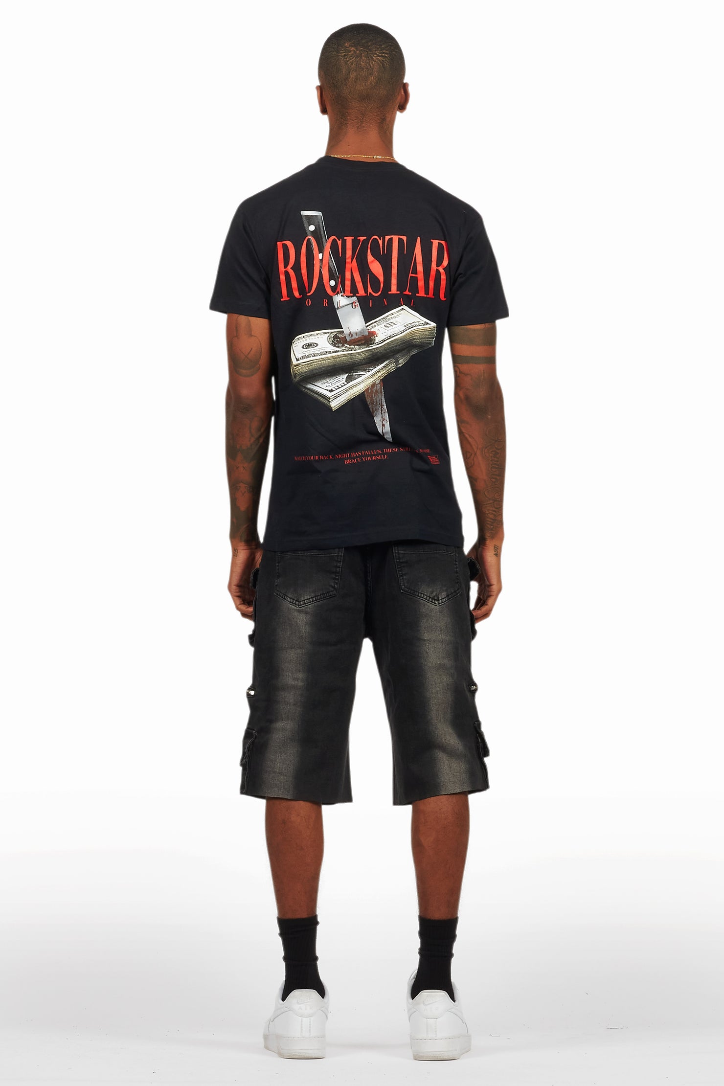 Dayte Nite Black/Red T-Shirt/Denim Short Set