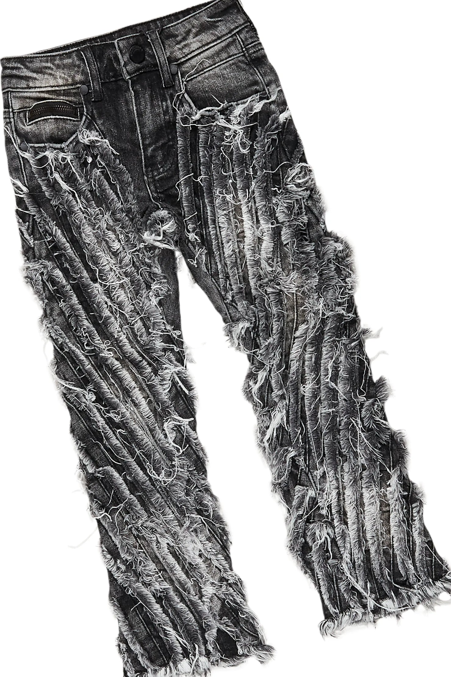 Boys Amina Black T-Shirt/Stack Flare Jean Set