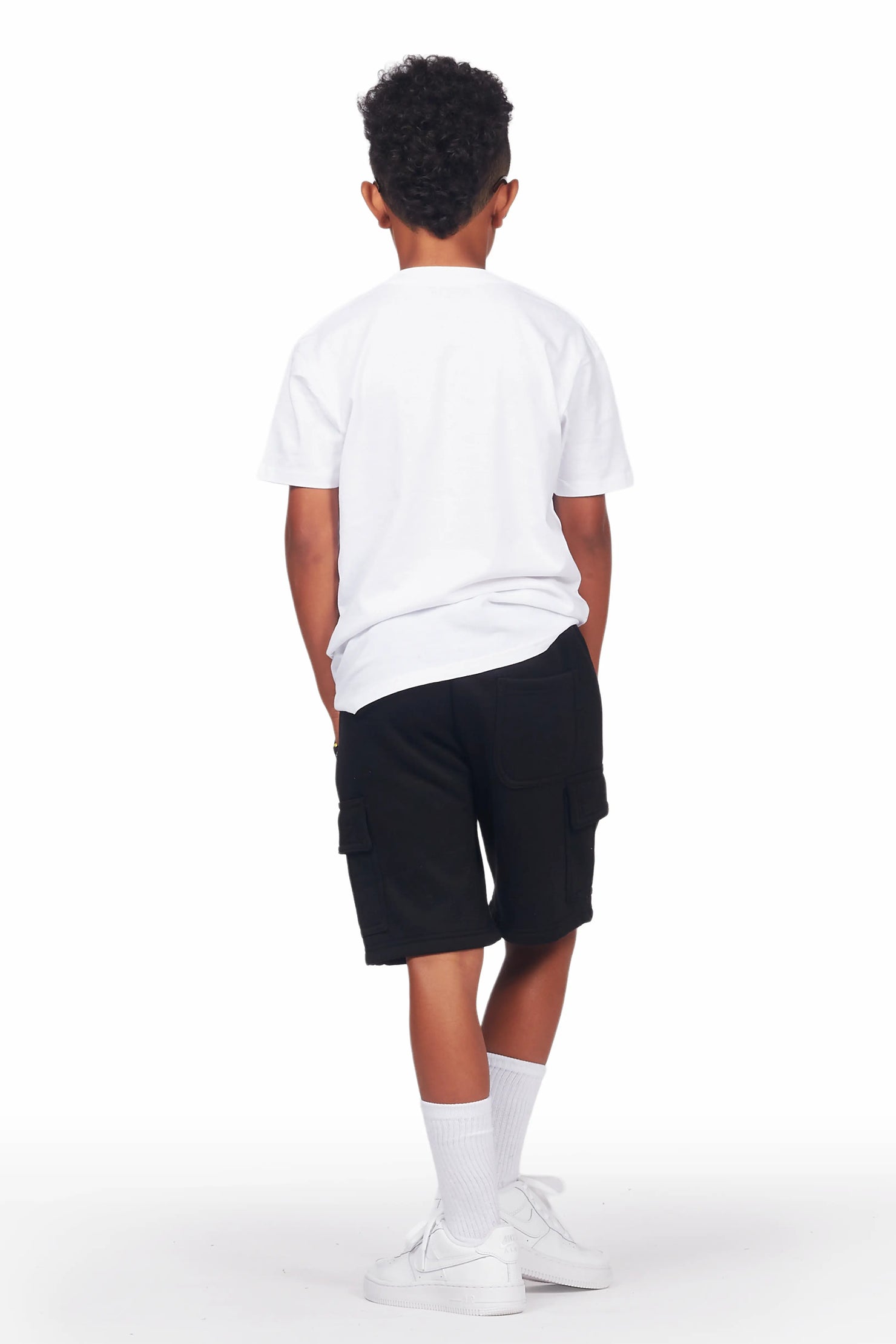 Boys Pelumi White/Black T-Shirt Cargo Short Set
