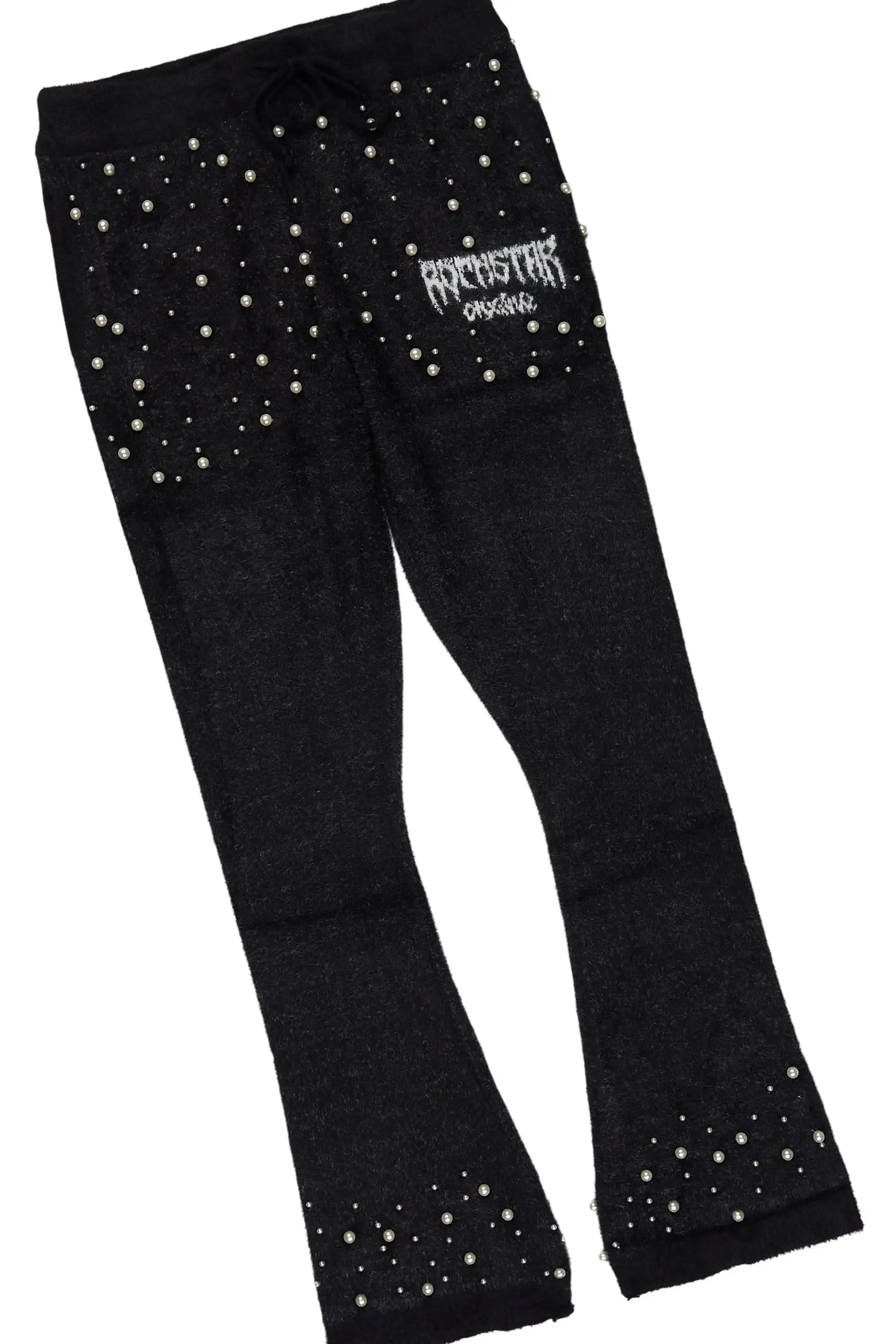 Twinkle Black/Black Rhinestone Hoodie Stacked Flare Track Set